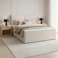 Box Ágy 140x200 Imola - krémszínű, Modern, textil/fa (140/200cm) - Bessagi Home