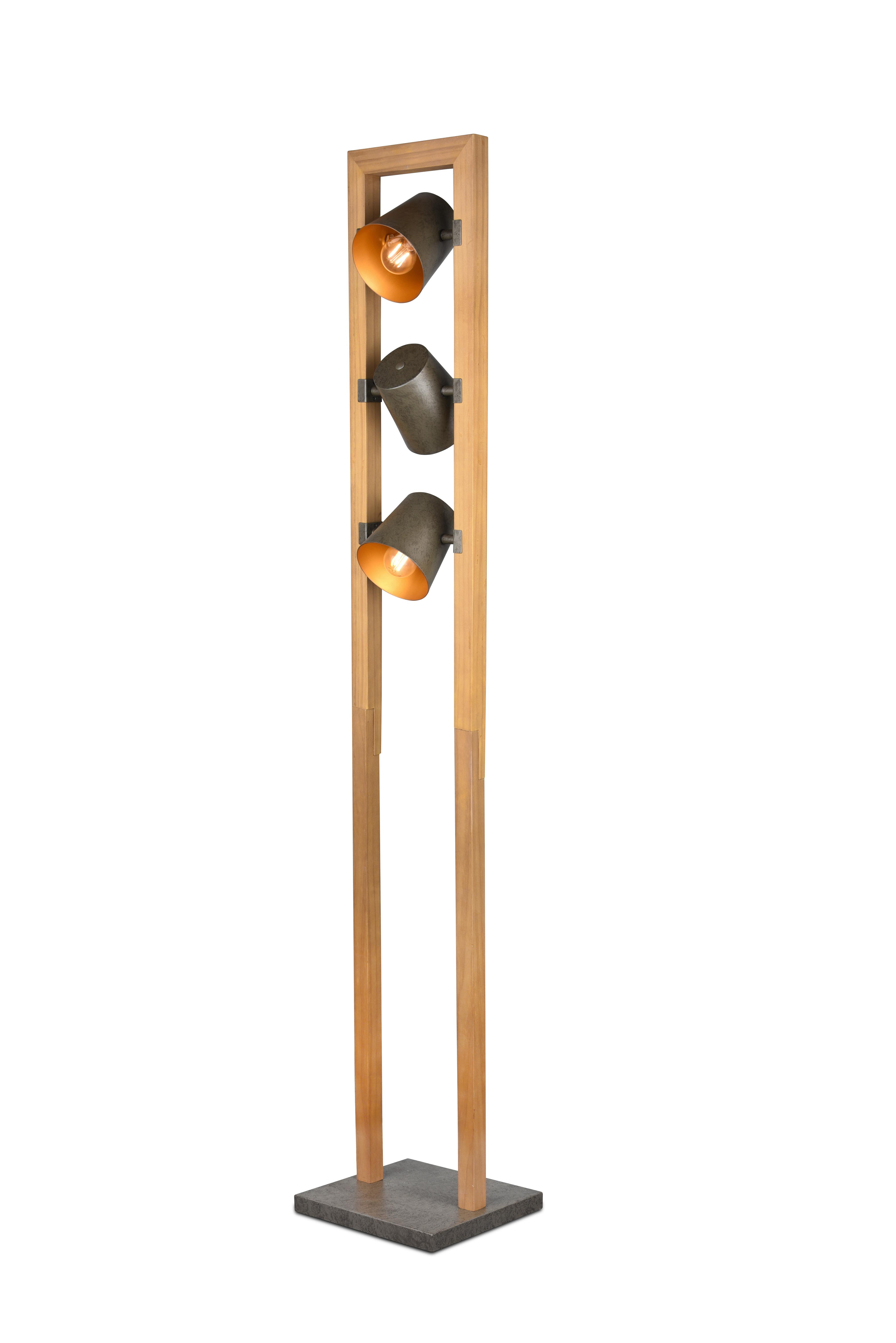 Stehleuchte Bell in Grau/Goldfarben max.25 Watt - Goldfarben/Grau, Natur, Holz/Metall (25/150/25cm) - Trio Leuchten