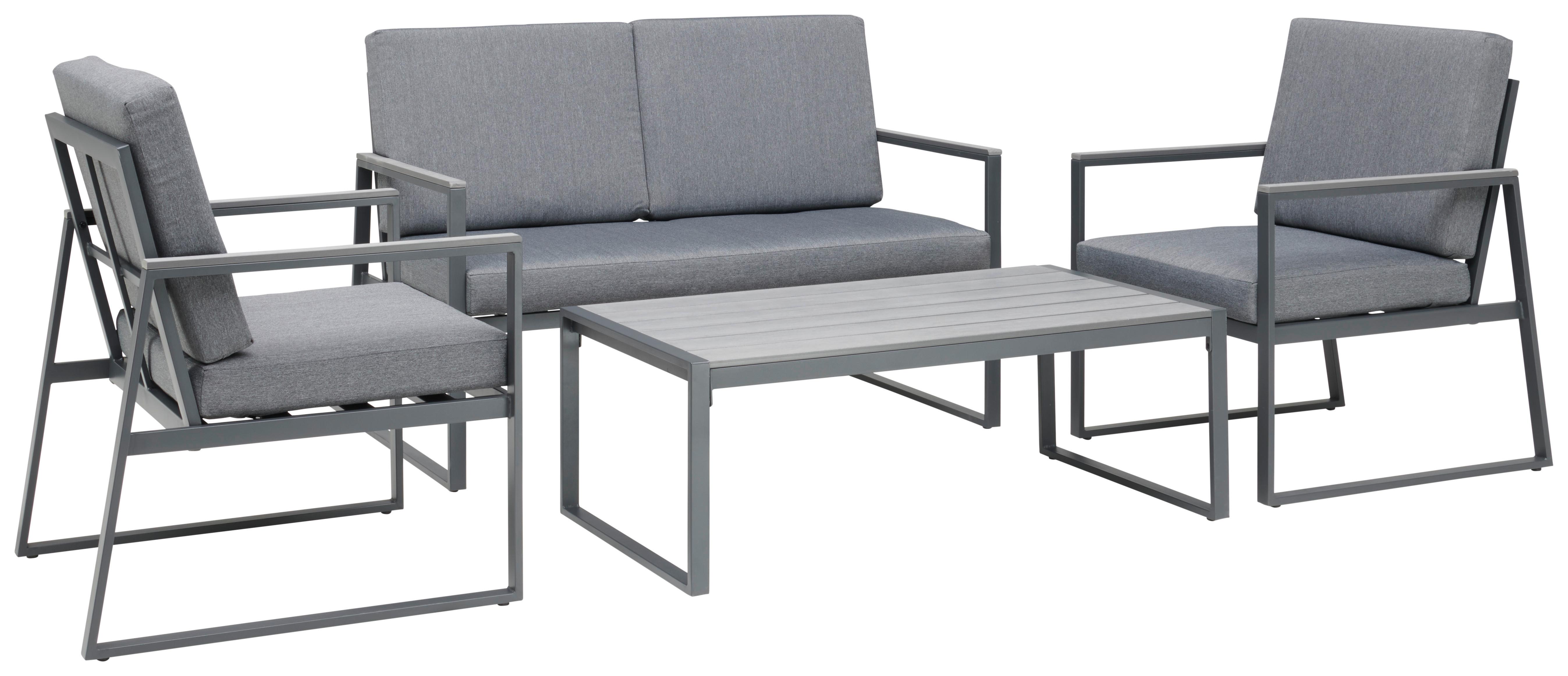 Loungegarnitur in Grau - Grau, MODERN, Kunststoff/Textil (272/81/140cm) - Modern Living