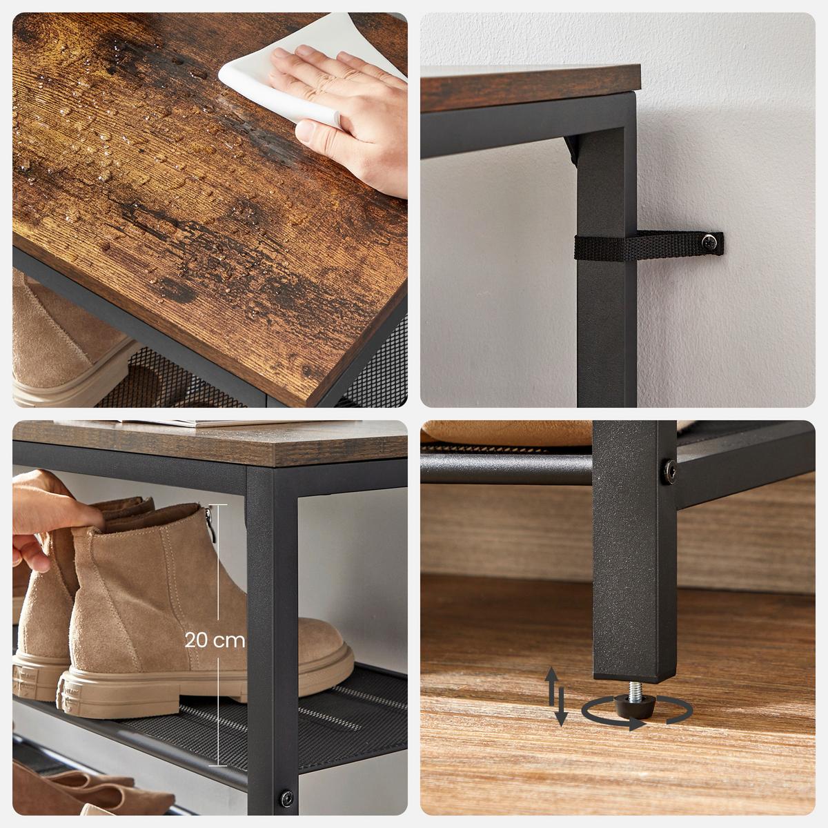 SCHUHREGAL SHOE RACK - Schwarz/Braun, MODERN, Holzwerkstoff/Metall (100/152/30cm) - MID.YOU