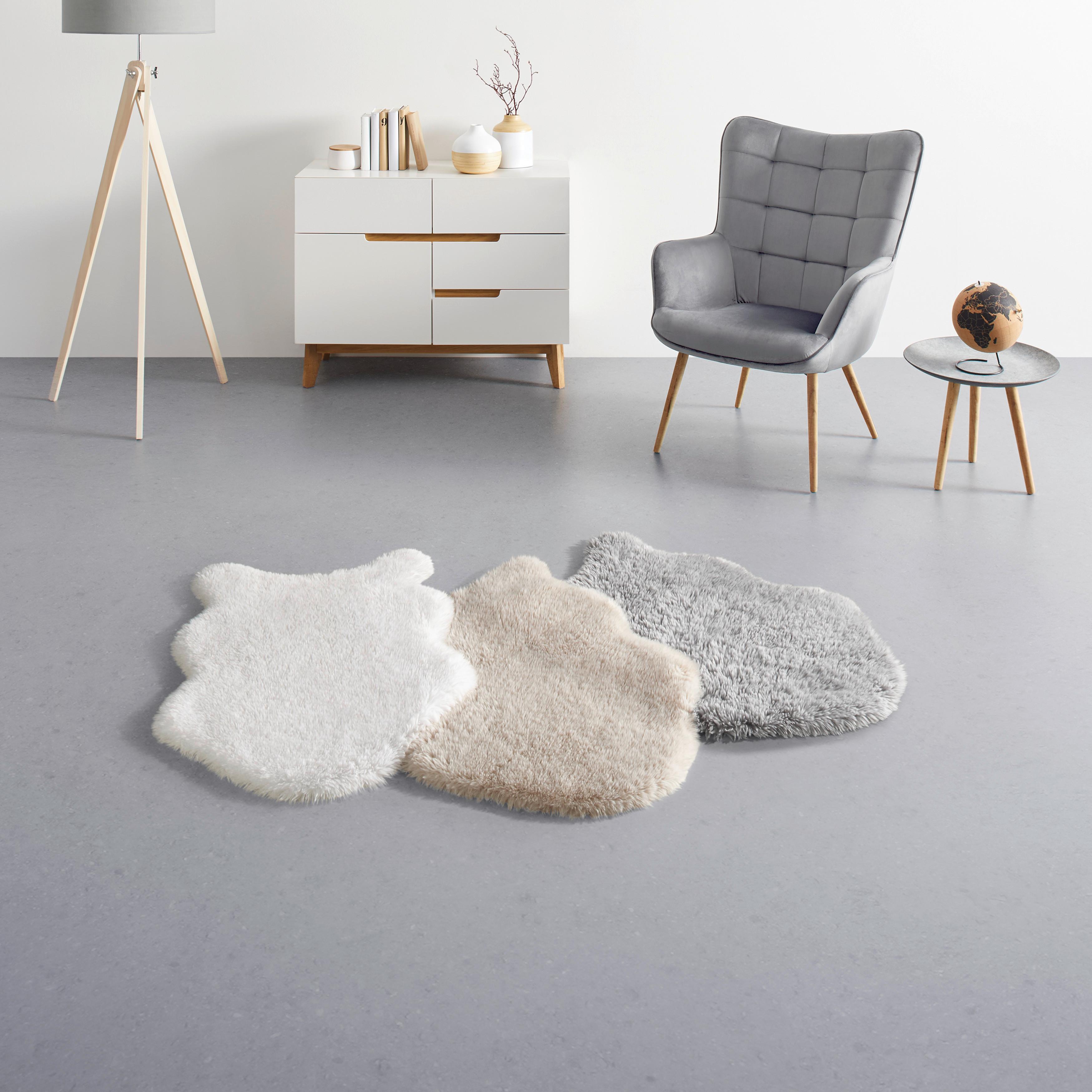 Kunstfell Emil in diversen Farben ca. 60x90cm - Beige/Weiß, KONVENTIONELL, Fell (60/90cm) - Mömax