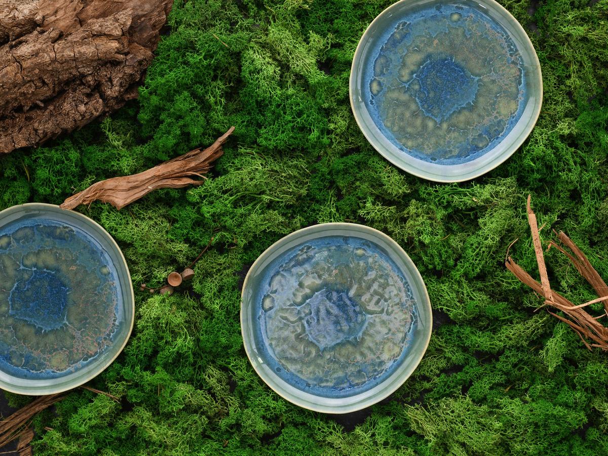 Set Desertnih Krožnikov Yuki Uno, 4-Delni - modra/zelena, Basics, keramika (22cm) - Creatable