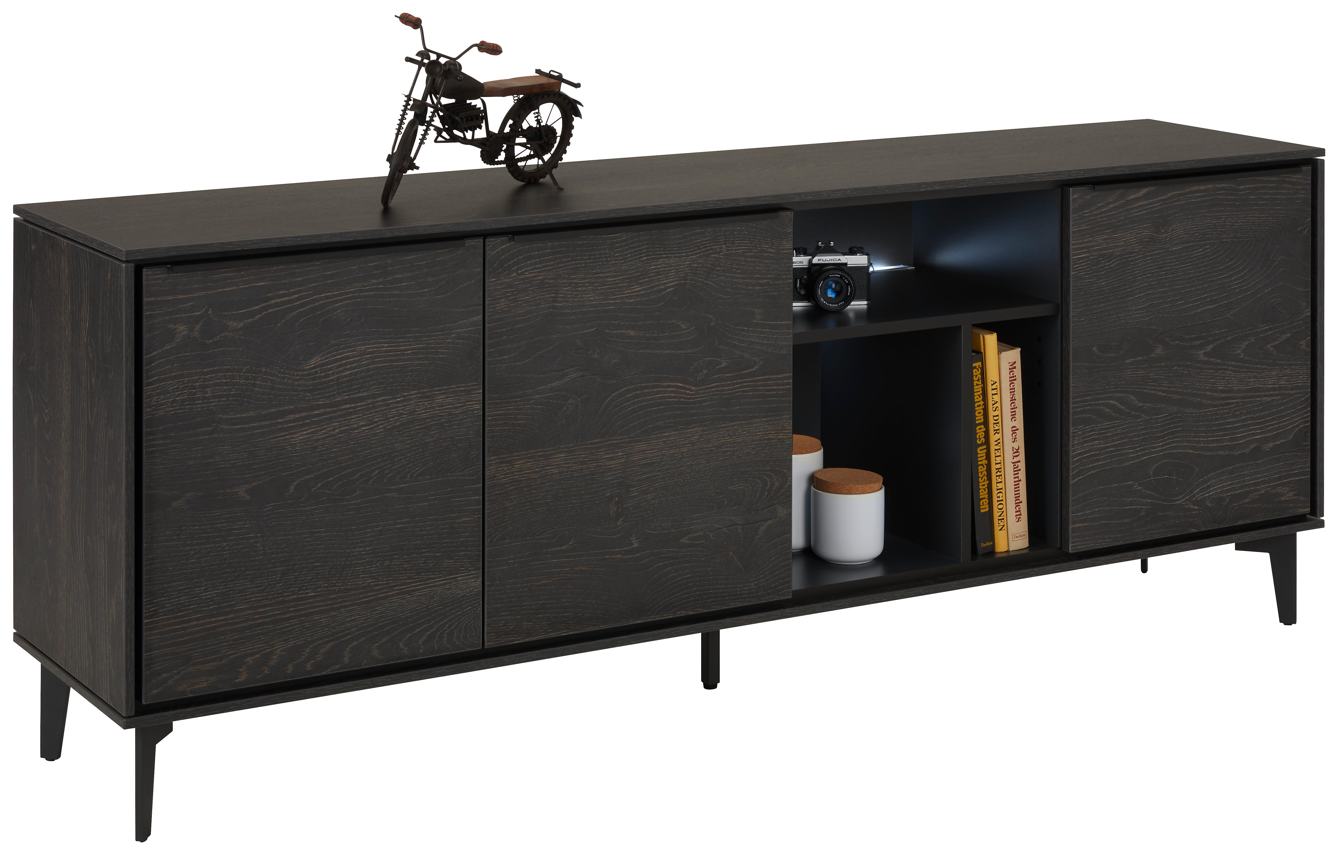 Sideboard in Anthrazit - Schieferfarben/Anthrazit, Modern, Holzwerkstoff/Metall (183/71/40cm) - Premium Living