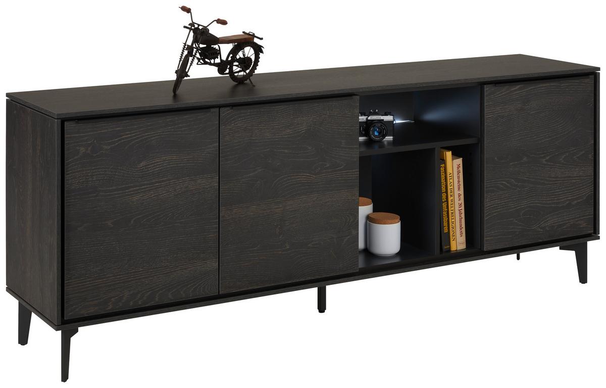 Sideboard in Anthrazit - Schieferfarben/Anthrazit, Modern, Holzwerkstoff/Metall (183/71/40cm) - Premium Living