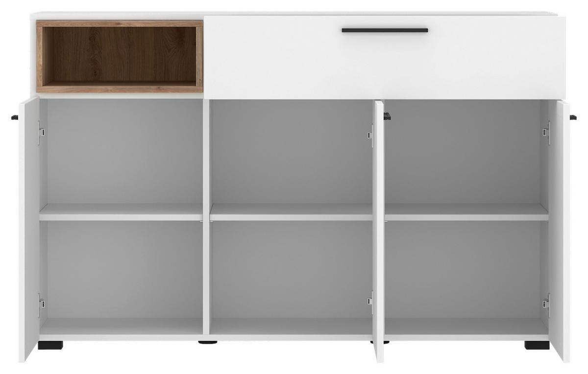 Komoda Marlow - bijela/boje hrasta, Moderno, drvni materijal/plastika (135/86,1/41,6cm) - Modern Living
