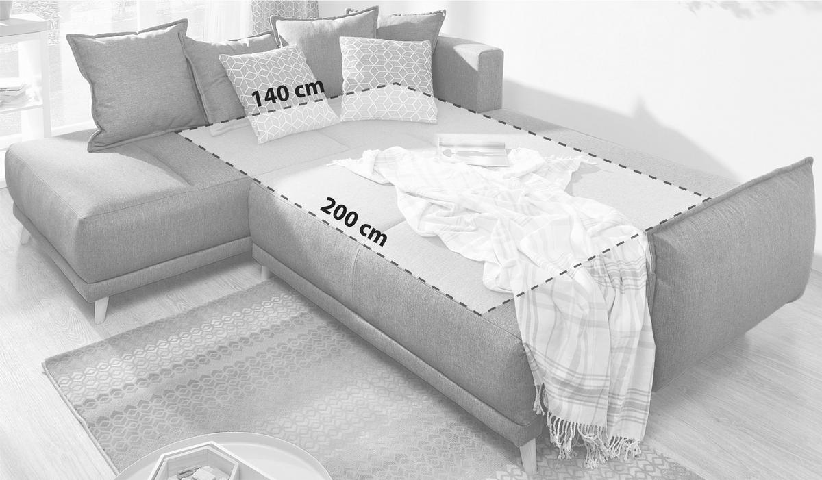 Eckschlafsofa in Türkis ´LAZY LUKKA´ - Dunkelgrau/Petrol, Basics, Textil (235/190cm) - MID.YOU