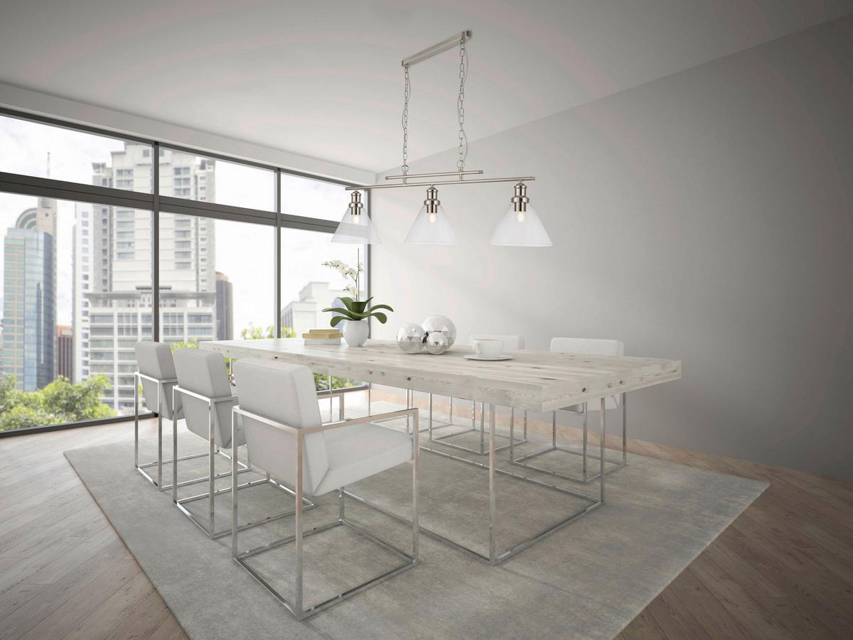 Függőlámpa Pyramid 1277-3ss - ezüstszínű, Konventionell, üveg/fém (95/87/23cm)