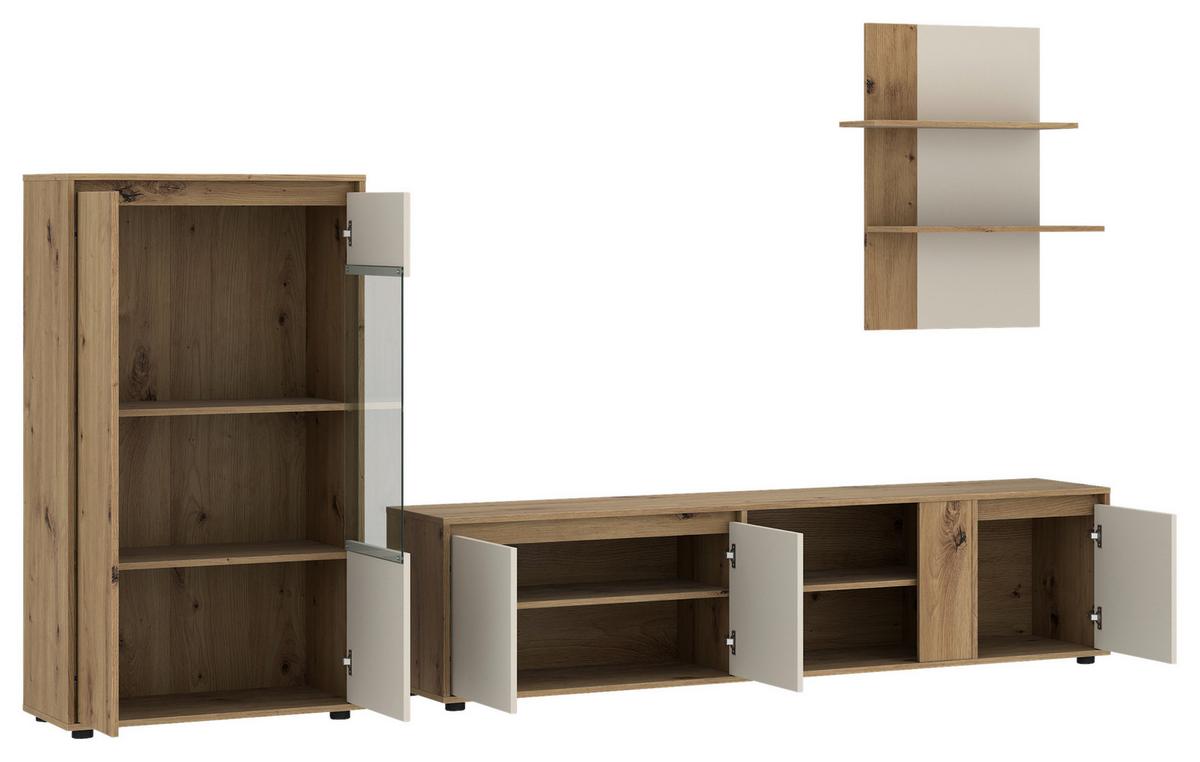 Regal Za Dnevni Boravak Caneva - kašmir/hrast Artisan, Moderno, staklo/drvni materijal (276/133,5/40cm) - Modern Living