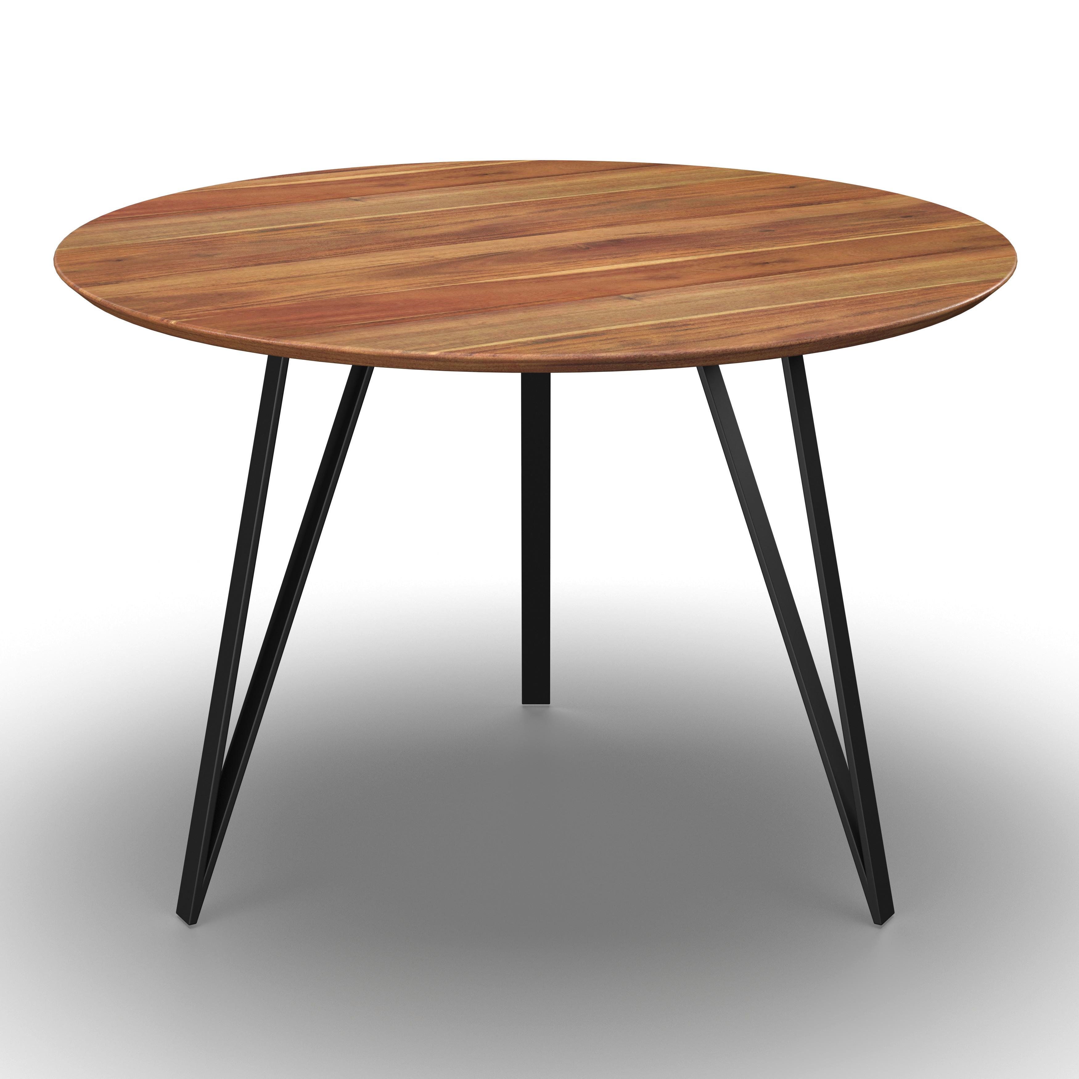 Esstisch rund Malmo in Holz Akazie massiv Ø ca. 120 cm - Schwarz/Akaziefarben, MODERN, Holz/Metall (120/120/76cm) - Bessagi Home