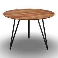 Esstisch rund Malmo in Holz Akazie massiv Ø ca. 120 cm - Schwarz/Akaziefarben, MODERN, Holz/Metall (120/120/76cm) - Bessagi Home
