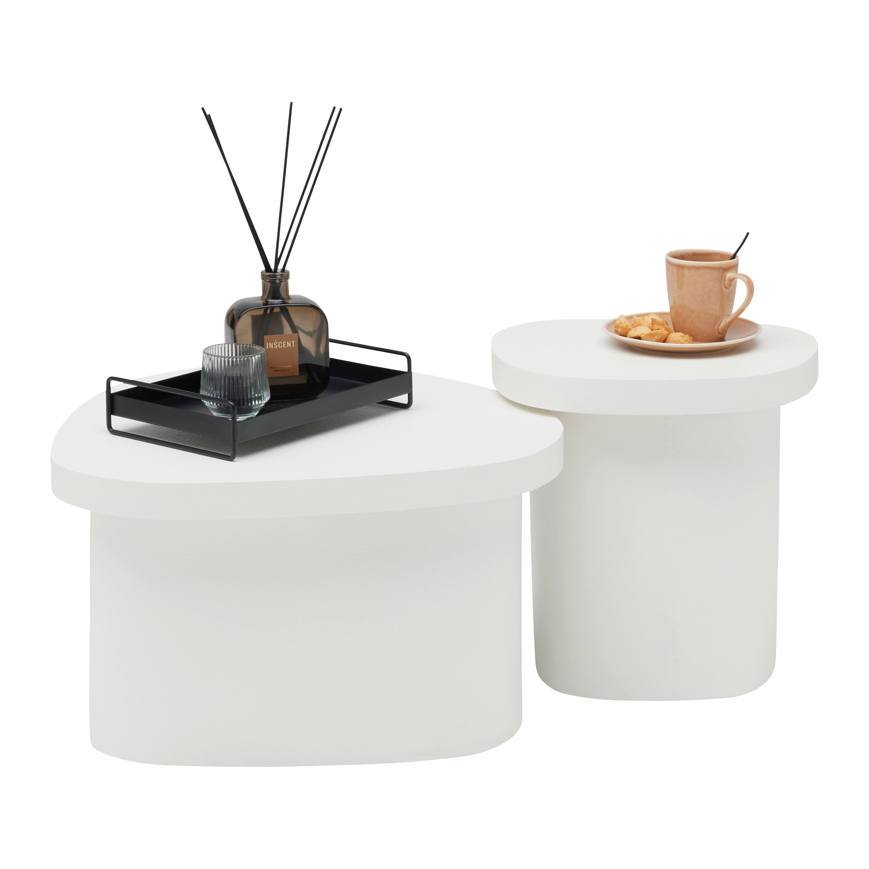ZESTAW STOLIKÓW KAWOWYCH STELLA -TREND- - biały, Romantik / Landhaus, materiał drewnopochodny (60/40/35/40/55/34cm) - Premium Living