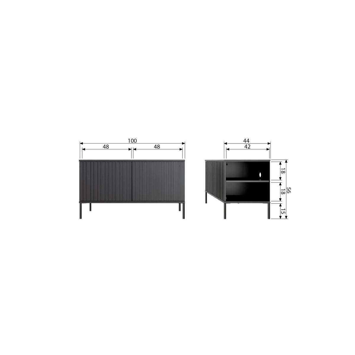 Lowboard Gravure Grau B: 100cm - Schwarz/Grau, Design, Holz/Metall (100/56/44cm) - Livetastic