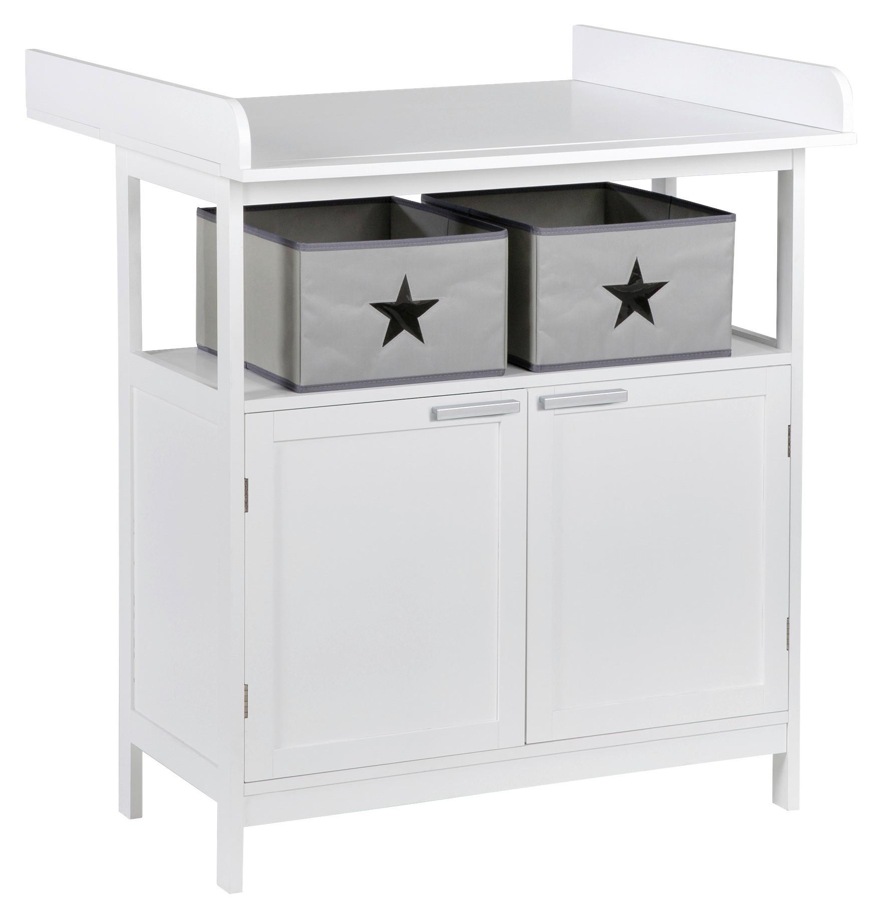 Wickelkommode White Weiß/Silber - Weiß, ROMANTIK / LANDHAUS, Holzwerkstoff/Kunststoff (87/100/75cm) - Based