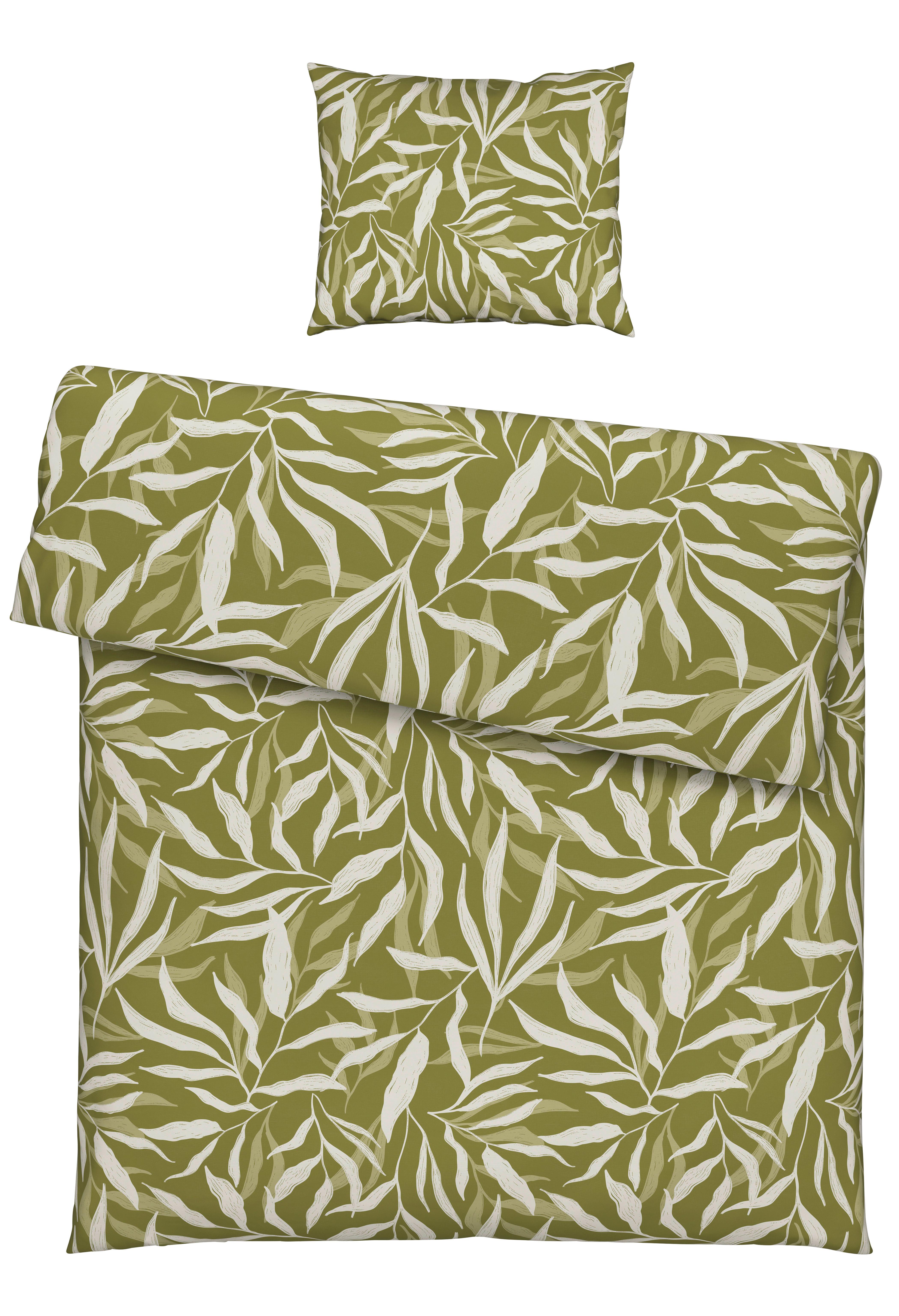 BETTWÄSCHESET LEAVES - Weiss/Grün, Modern, Textil (160/210cm) - Modern Living