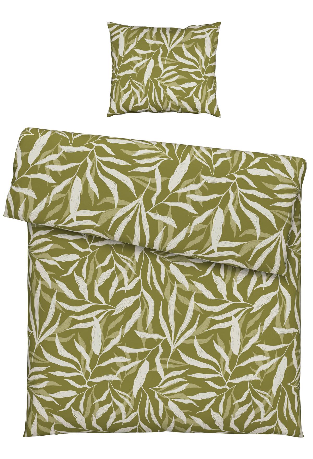 BETTWÄSCHESET LEAVES - Weiss/Grün, Modern, Textil (160/210cm) - Modern Living