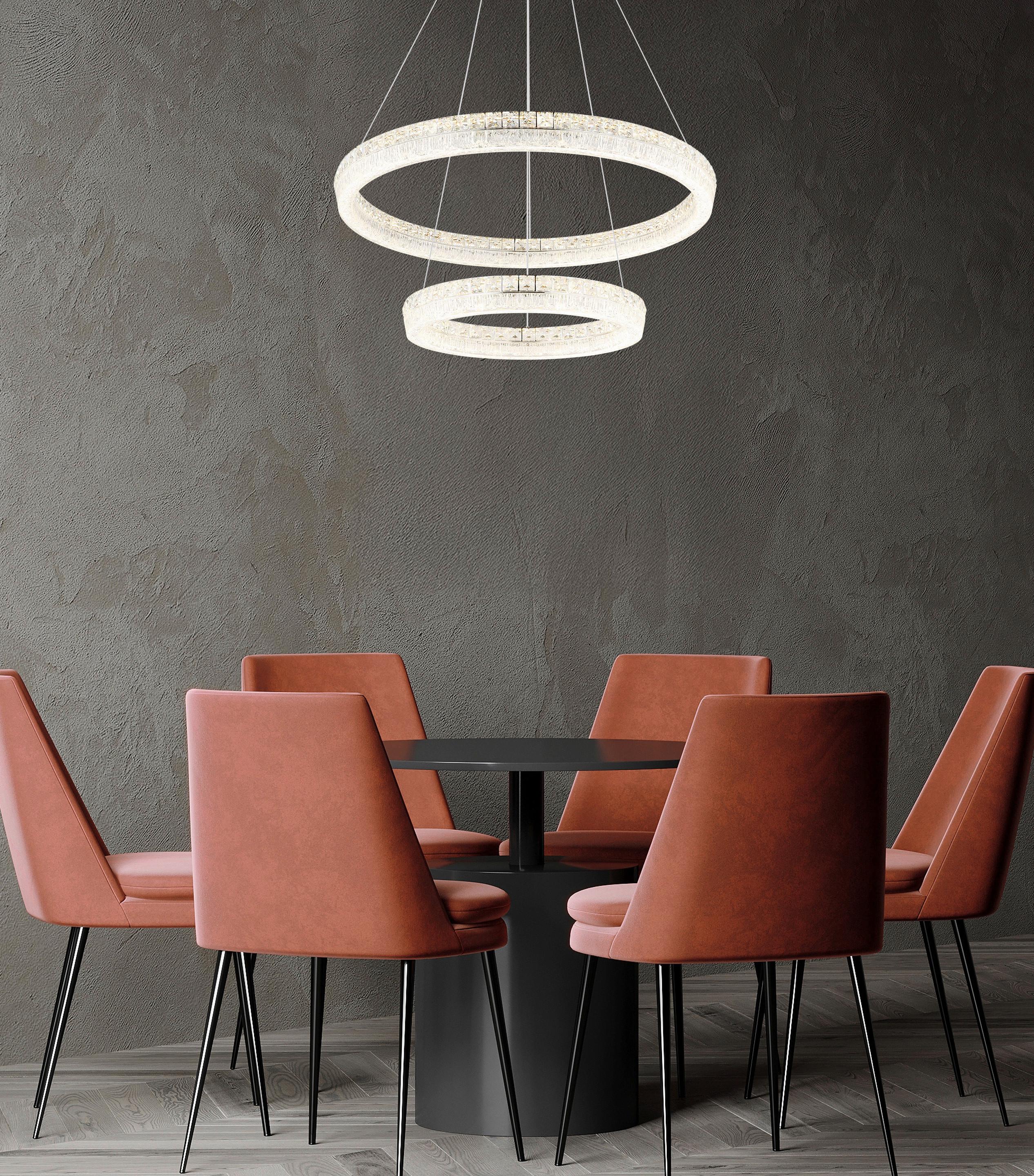 Led-hängeleuchte 67387-72 Laurel - Klar/Chromfarben, Design, Glas/Kunststoff (80/120cm) - Globo