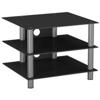 Phonotisch Sindas in Schwarz/Silberfarbe, B:60cm - Silberfarben/Schwarz, KONVENTIONELL, Glas/Metall (60/45/42cm) - MID.YOU