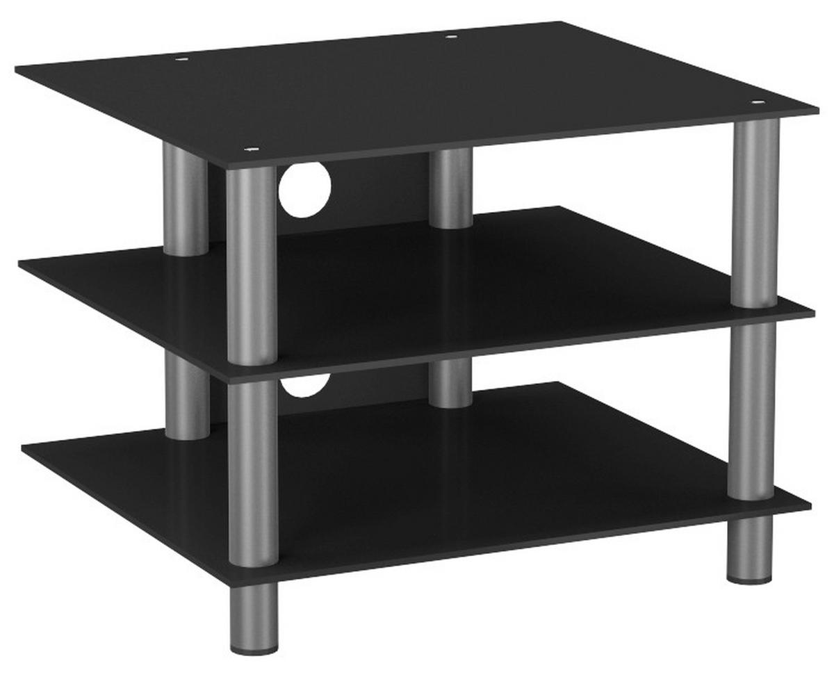 Phonotisch Sindas in Schwarz/Silberfarbe, B:60cm - Silberfarben/Schwarz, KONVENTIONELL, Glas/Metall (60/45/42cm) - MID.YOU