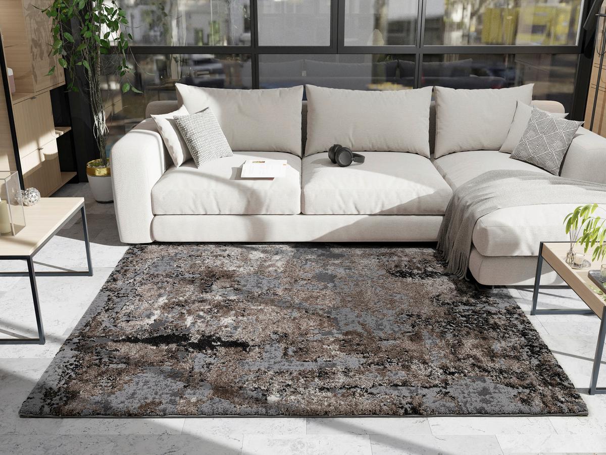 Webteppich Timeline Quantum Braun/Beige ca. 65x130cm - Beige/Braun, Design, Textil (65/130cm) - Novel