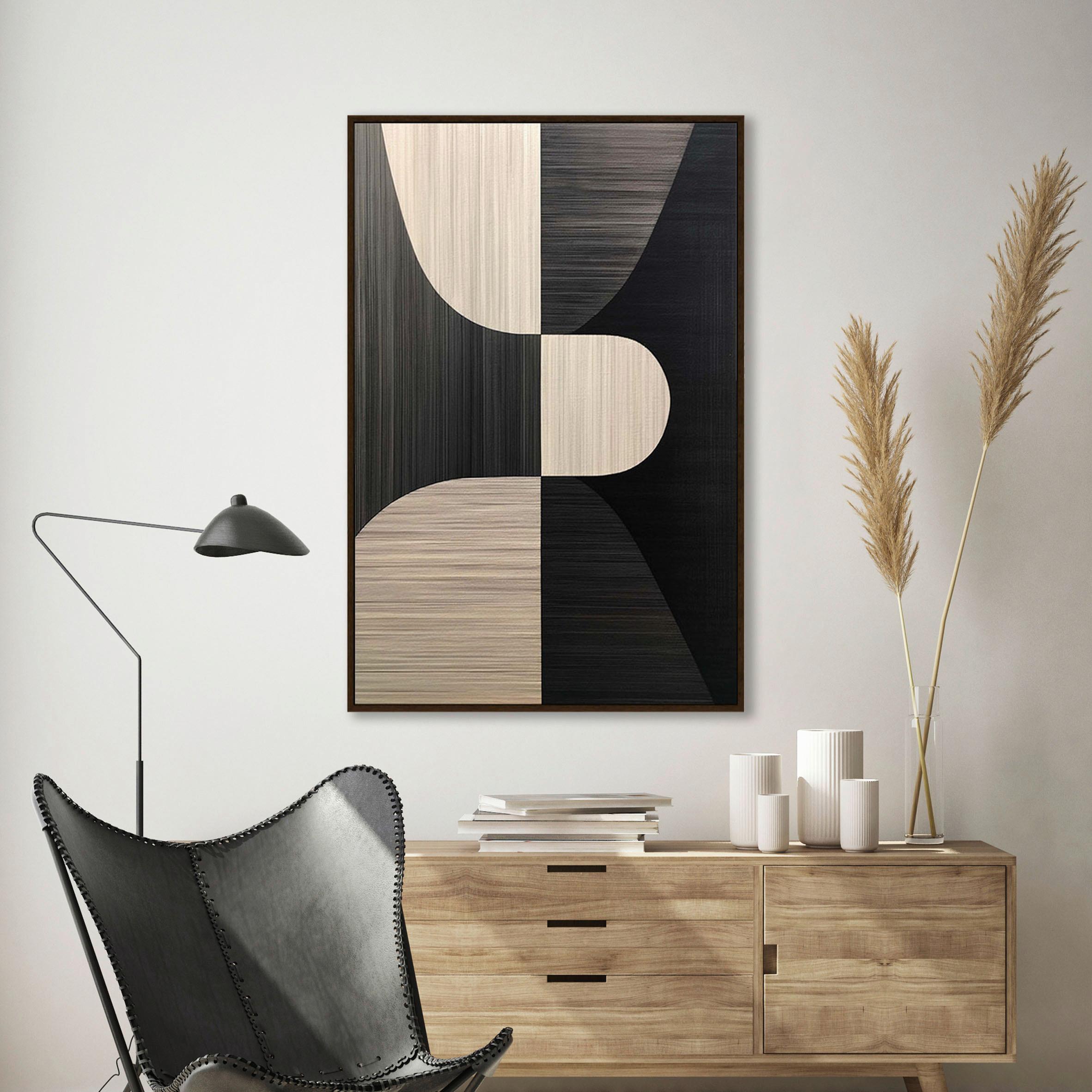 Keilrahmenbild Lotta in Schwarz/Beige ca. 60x90cm - Beige/Schwarz, MODERN, Holzwerkstoff/Kunststoff (60/90cm) - Premium Living