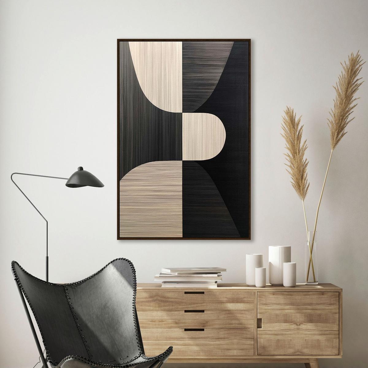 Keilrahmenbild Lotta in Schwarz/Beige ca. 60x90cm - Beige/Schwarz, MODERN, Holzwerkstoff/Kunststoff (60/90cm) - Premium Living