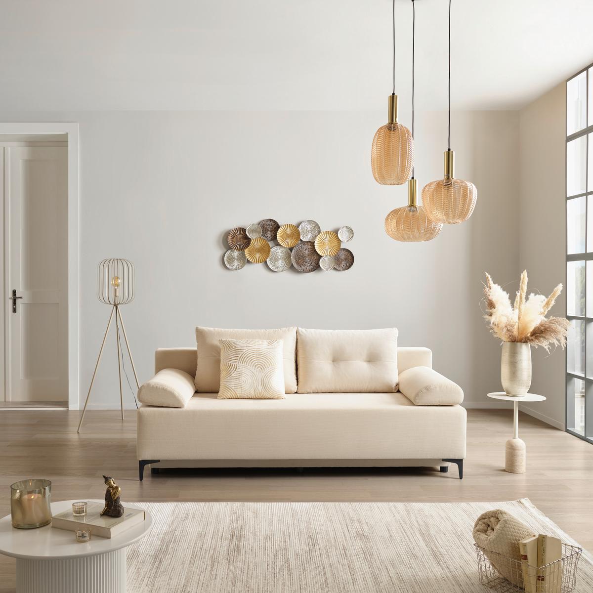 Trosjed Na Razvlačenje Paris - bež/crna, Moderno, tekstil/metal (200/98/90cm)