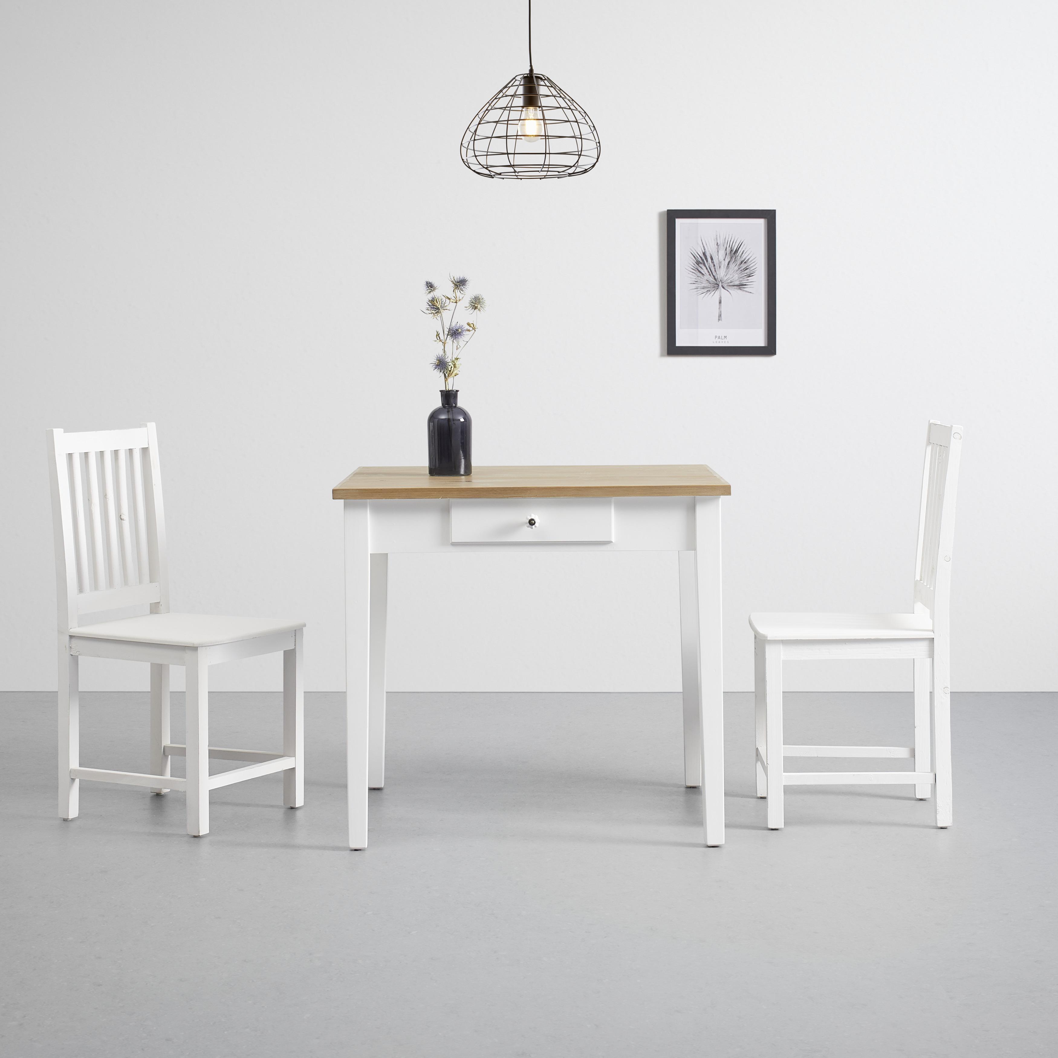 MATBORD CAMDEN - vit/furufärgad, Design, trä (86/80/79cm) - Bessagi Home