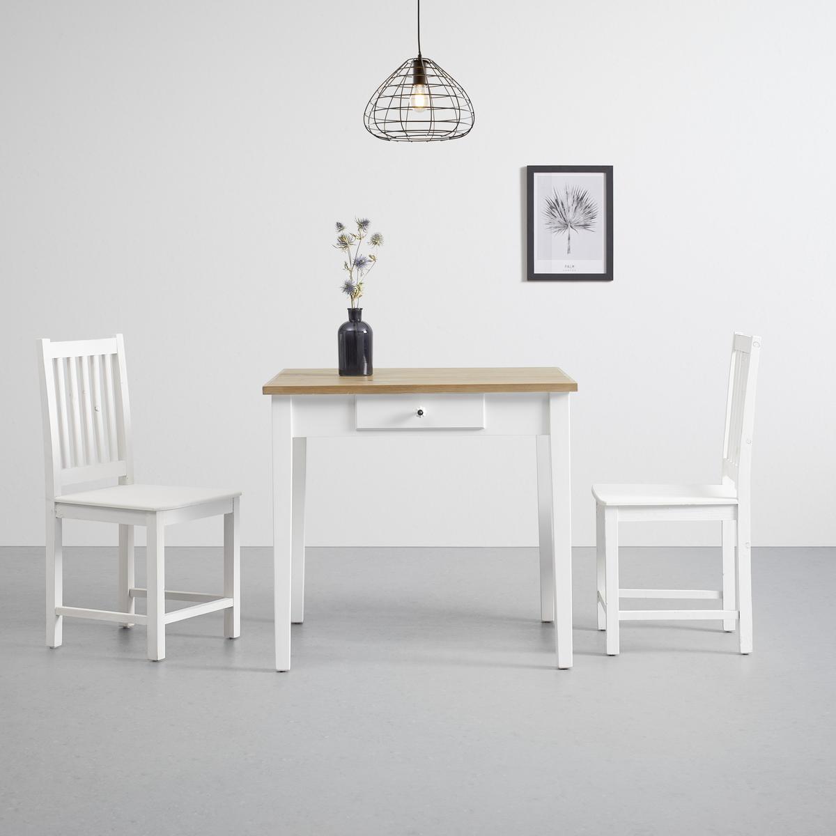 Esstisch Camden in Holz Kiefer massiv ca. 80x86 cm - Weiß/Kieferfarben, Design, Holz (80/79/86cm) - Bessagi Home