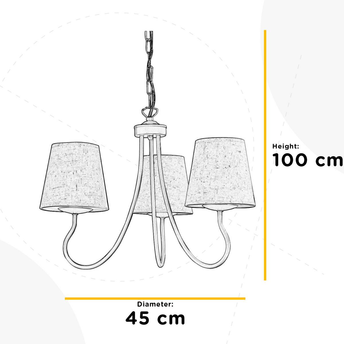 Kronleuchter Margot Weiß max. 6 Watt - Weiß, KONVENTIONELL, Textil/Metall (45/100cm)