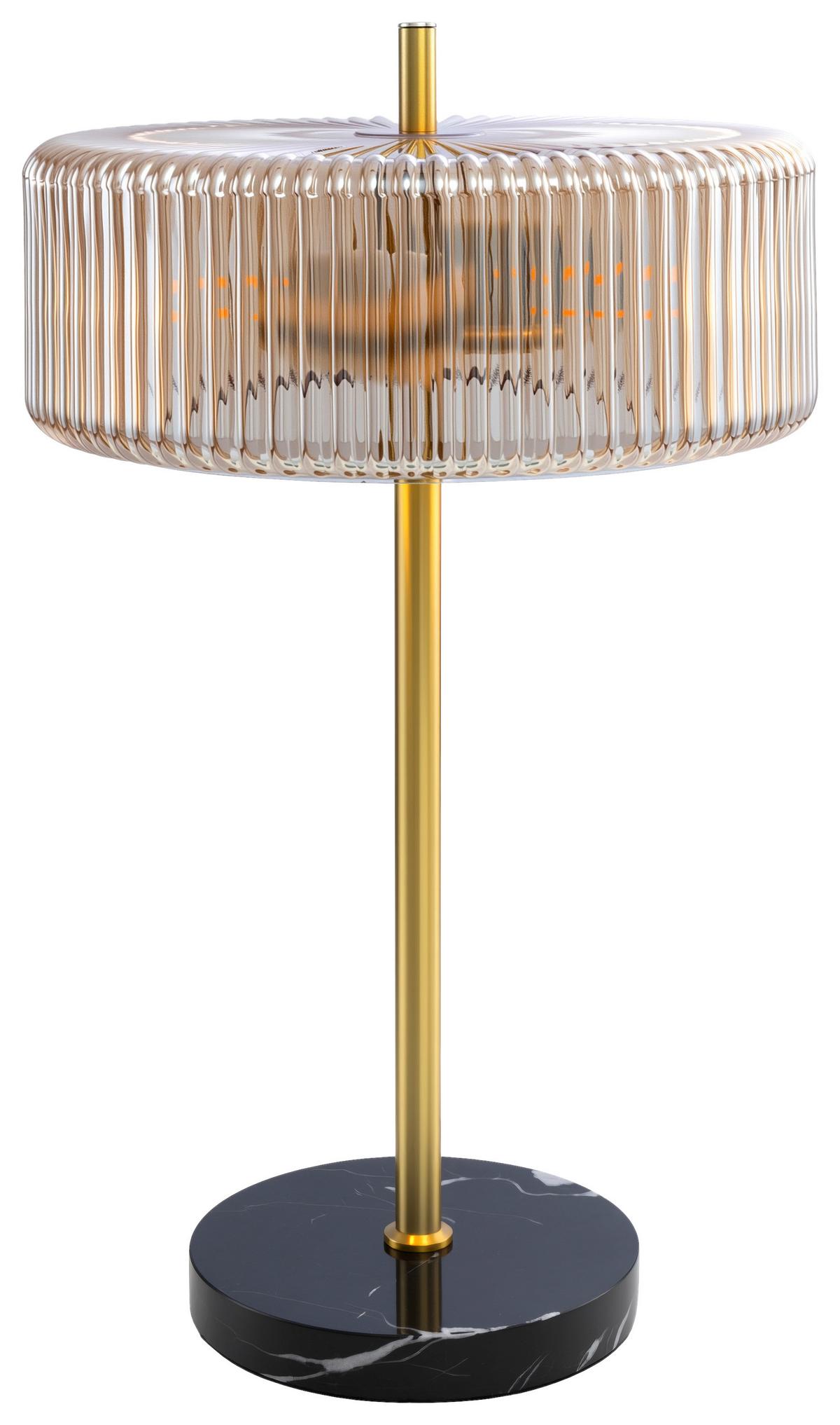 LAMPA STOŁOWA VALENTINA - kolor bursztynowy/kolor złoty, Trend, metal/szkło (30/51cm) - Collett's Monde