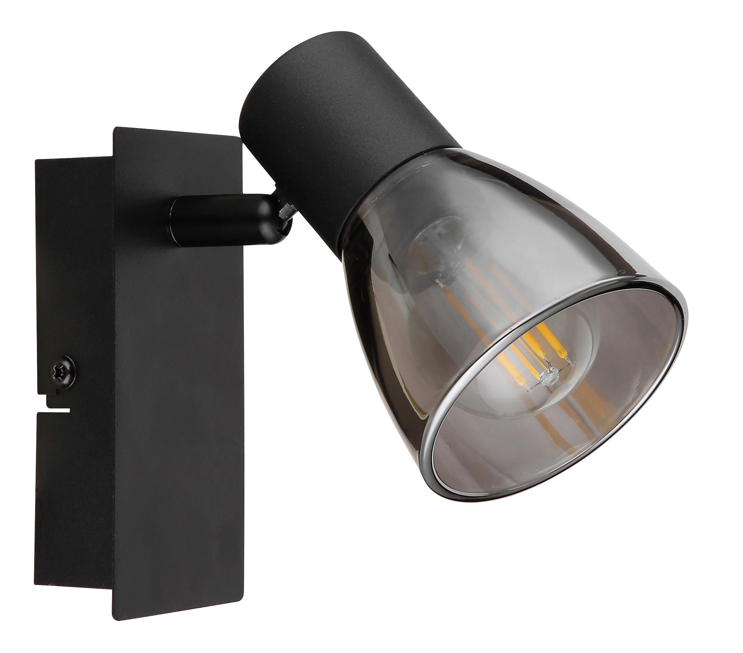 Strahler Claude in Schwarz max. 40 Watt - Schwarz, Design, Glas/Metall (7/15,5/14cm) - Globo