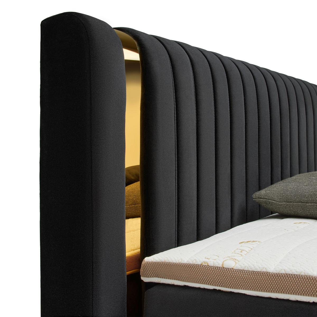 Boxspring Krevet Minola Gold - crna, Konvencionalno, tekstil/plastika (160/200cm) - Premium Living