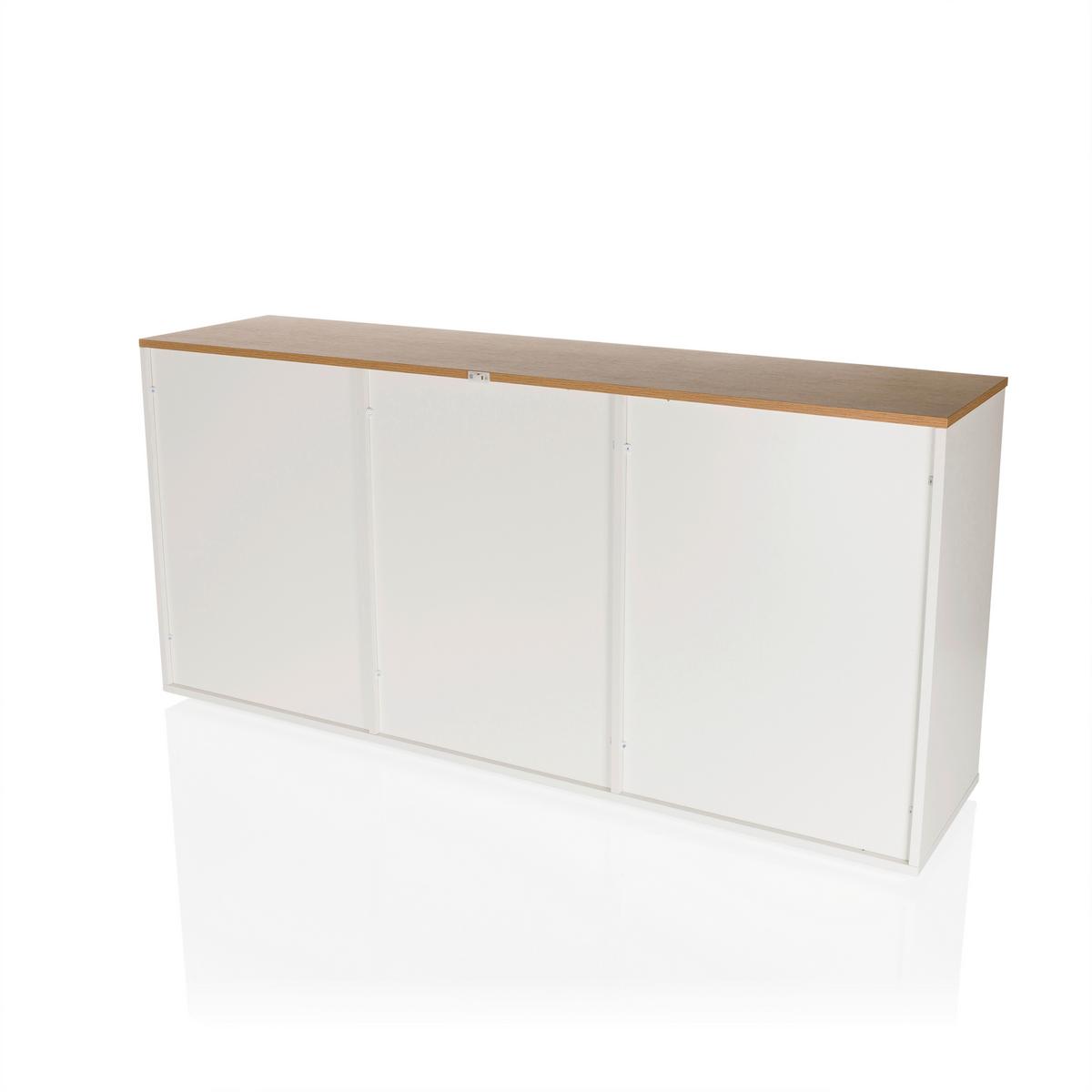 Široka Komoda Kelo, Bela, Barva Hrasta - barve hrasta/bela, Moderno, leseni material (160/76/40cm) - MID.YOU