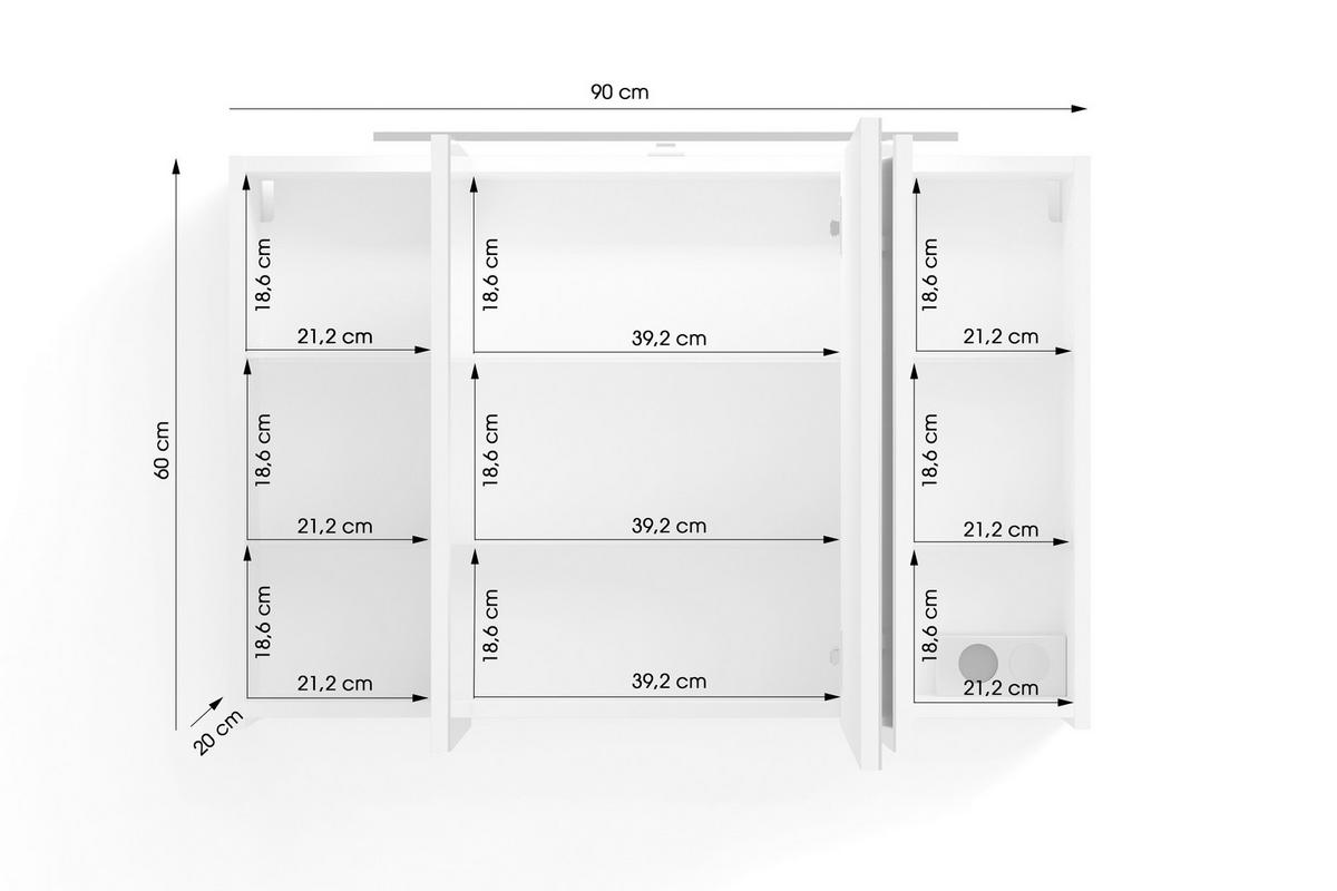 Spiegelschrank Spree Anthrazit - MODERN, Glas/Holzwerkstoff (90/60/20cm) - MID.YOU
