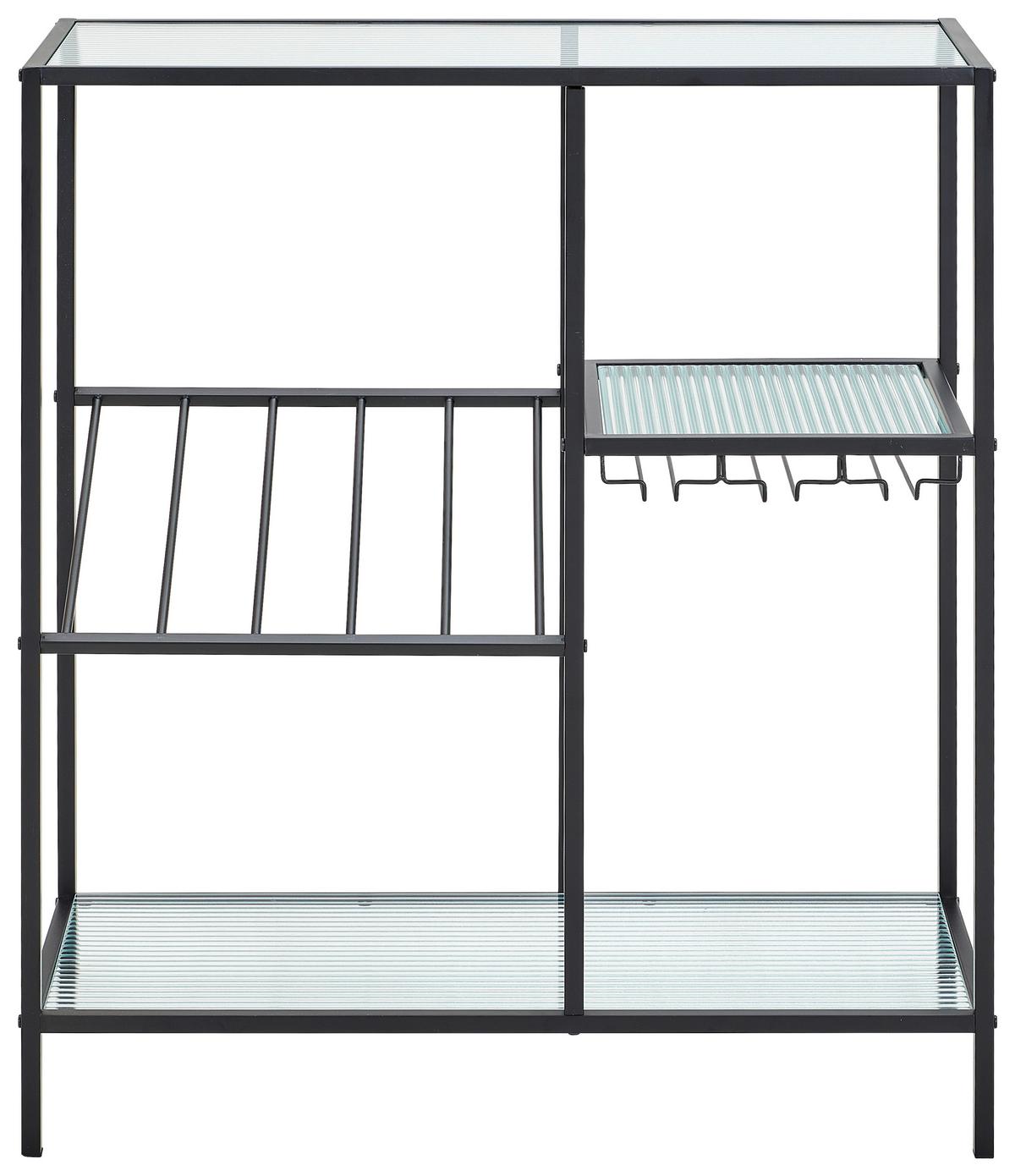 REGAŁ NA WINO DOMINIK - czarny, Design, metal/szkło (80/90/32cm) - MID.YOU