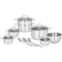 Set Posod Rainer -Akt- - barve nerjavečega jekla/prozorno, kovina/steklo - Mömax