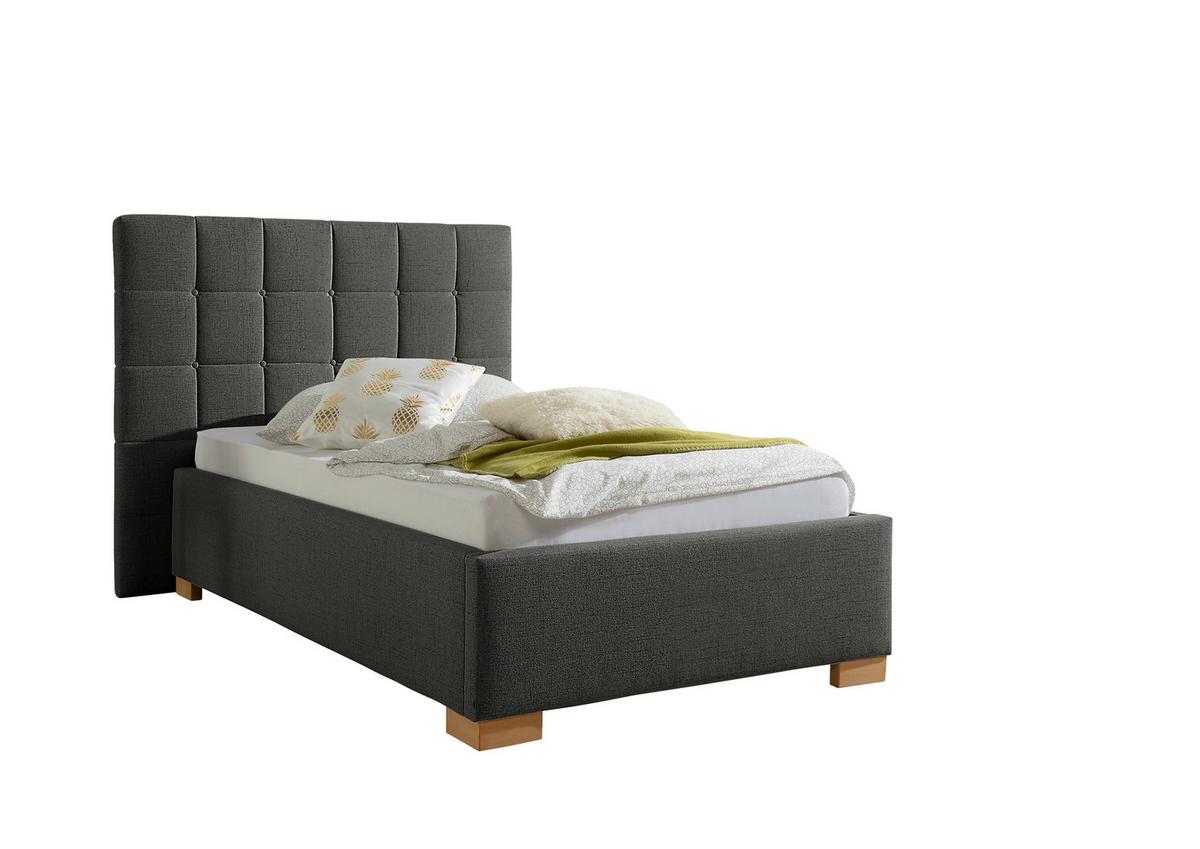 Polsterbett Cueno Anthrazit ca. 100x200 cm - Anthrazit/Naturfarben, MODERN, Holz/Textil (100/200cm) - Livetastic