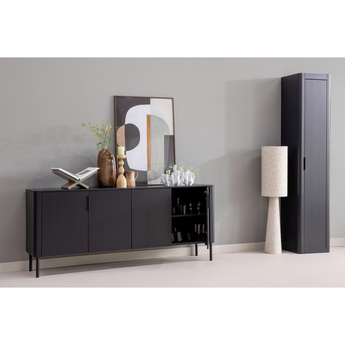 Sideboard Gunnar Schwarz B: 201 cm - Schwarz, Design, Holz/Metall (201/85/44cm) - Livetastic