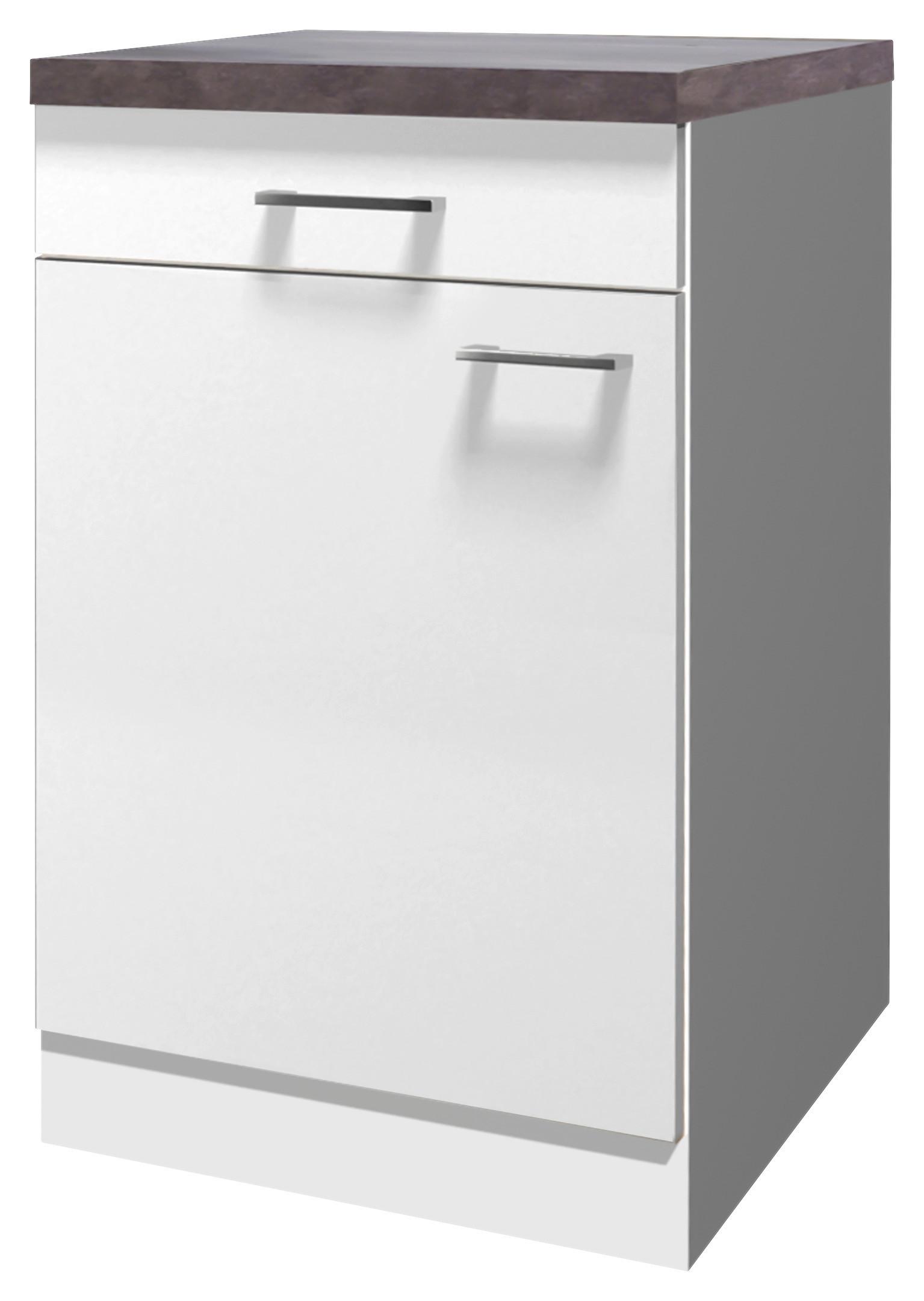 Kuhinjska Spodnja Omarica Lucca, Bela, Rjava - bela/barve aluminija, Konvencionalno, umetna masa/leseni material (50/85/60cm) - FlexWell