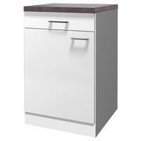Küchenunterschrank Lucca Weiß ca. 50x85x60cm - Graubraun/Alufarben, KONVENTIONELL, Holzwerkstoff/Kunststoff (50/85/60cm) - FlexWell