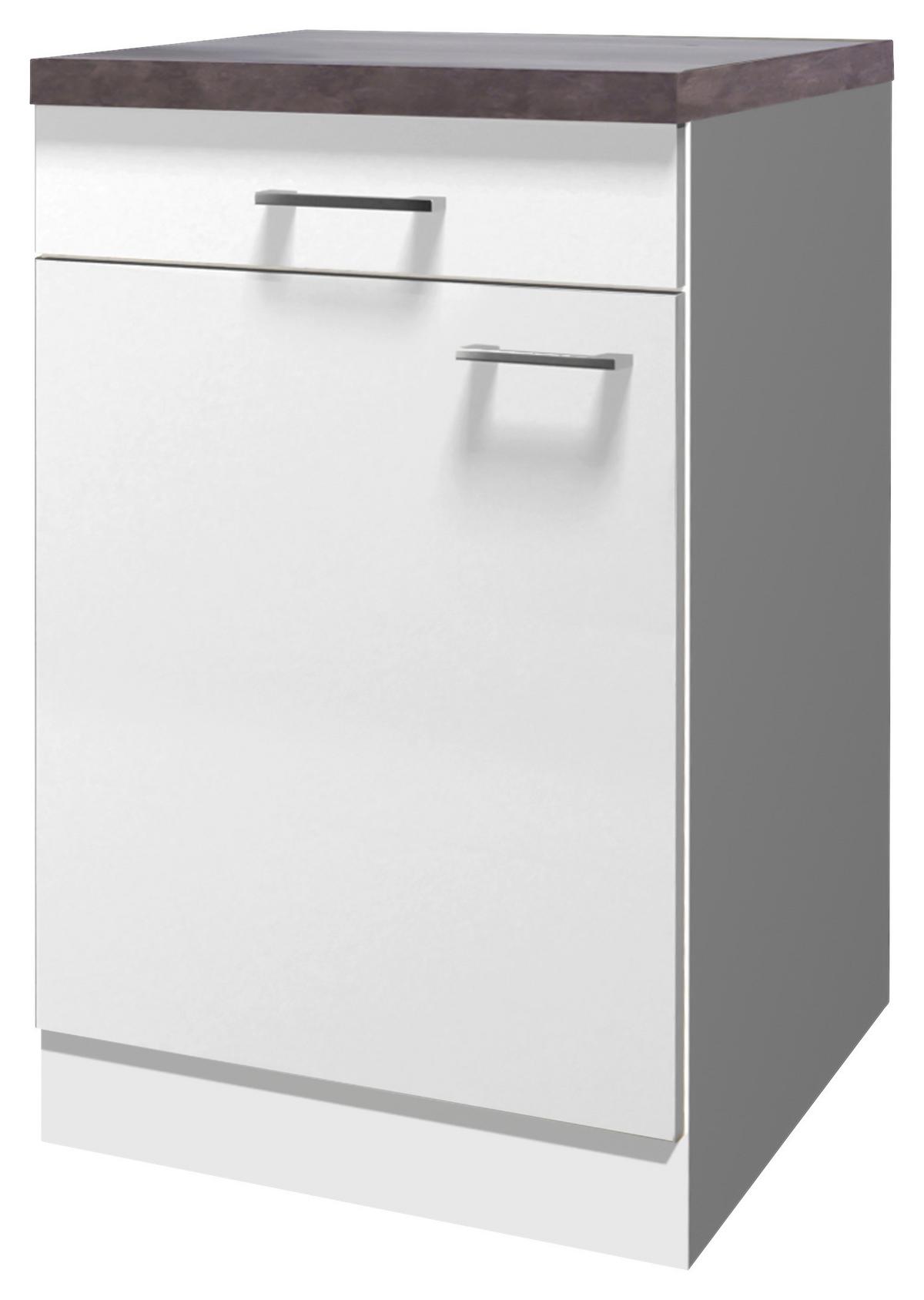 Küchenunterschrank Lucca Weiß ca. 50x85x60cm - Graubraun/Alufarben, KONVENTIONELL, Holzwerkstoff/Kunststoff (50/85/60cm) - FlexWell
