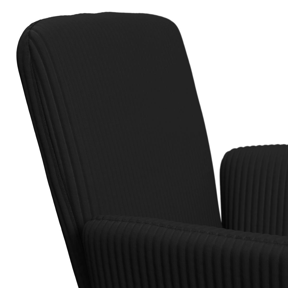 Armlehnstuhl Mairo Schwarz Cord Gepolstert - Buchefarben/Schwarz, MODERN, Holz/Textil (66/62/91cm) - Bessagi Home