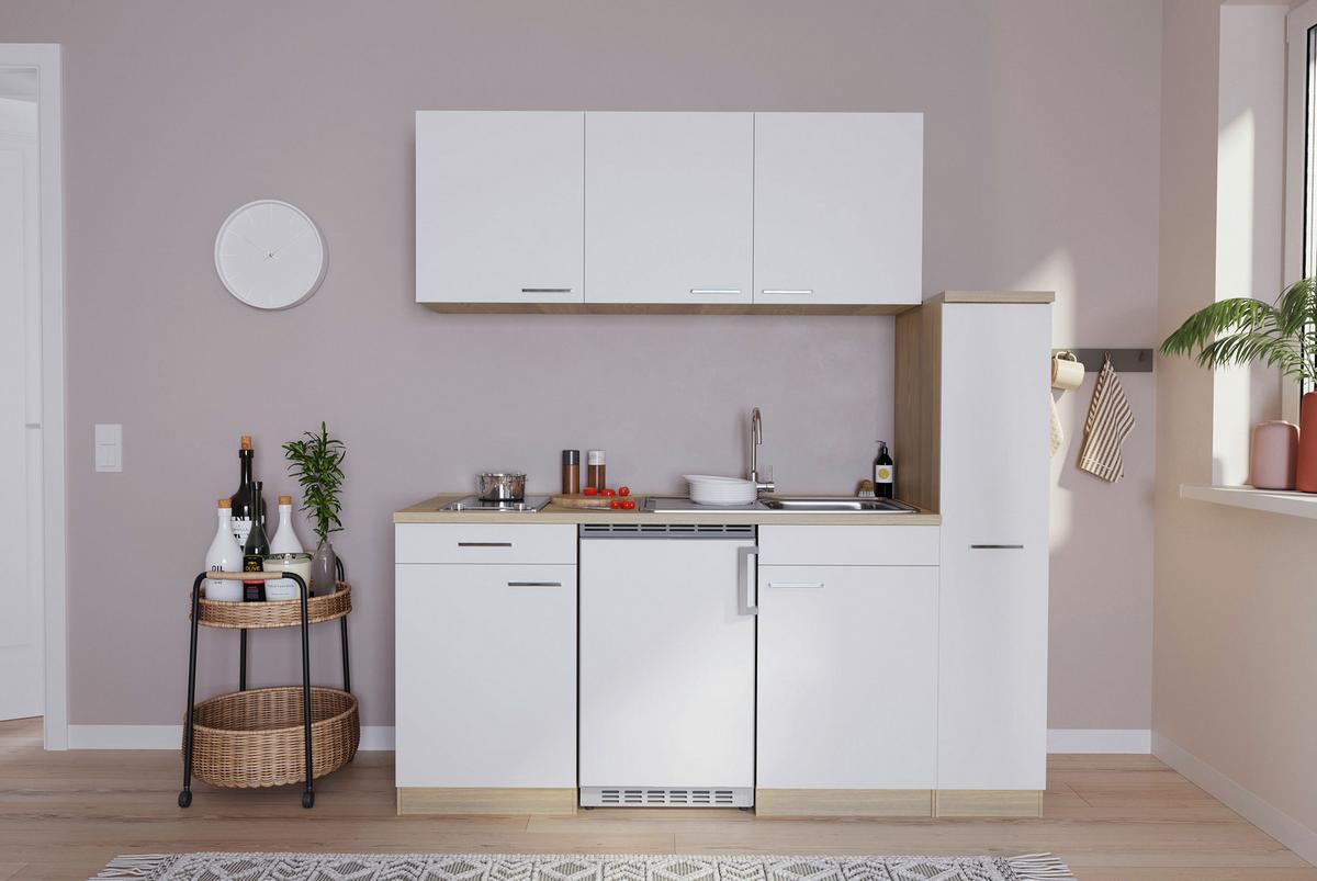 Kuhinjski Blok Z Aparati Luis, Barva Hrasta, Bela - barve hrasta/bela, Basics, umetna masa/leseni material (180cm) - Respekta