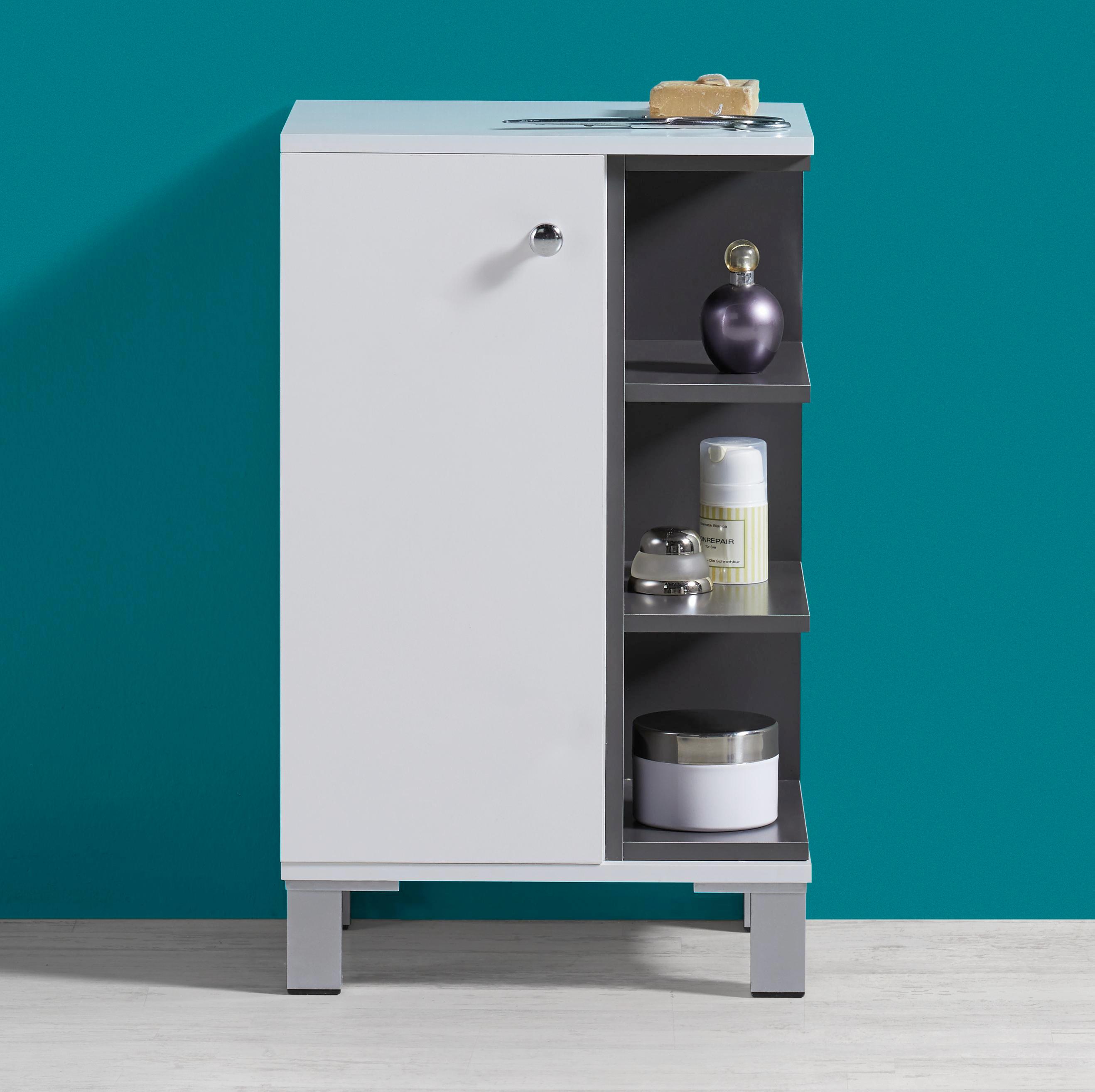 Unterschrank Weiß/Dunkelgrau 'Bianco' - MODERN, Holz/Metall (37/60/38cm) - Bessagi Home