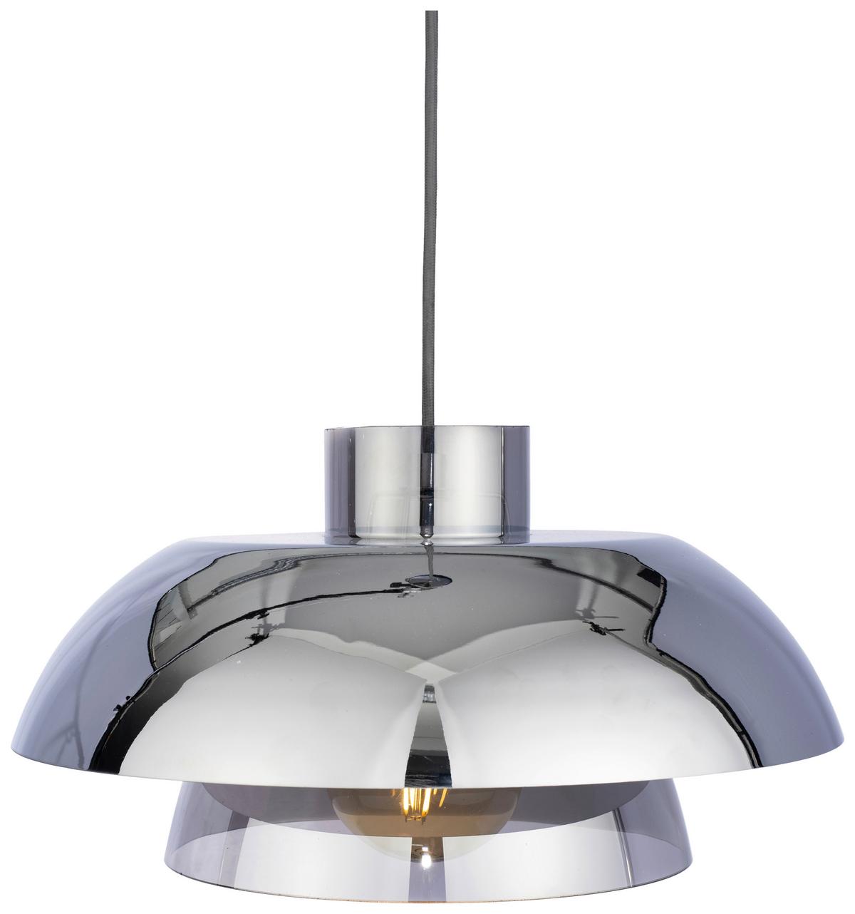 Függőlámpa Eleni - krómszínű/szürke, Modern, Üveg/fém (40/120cm) - Premium Living