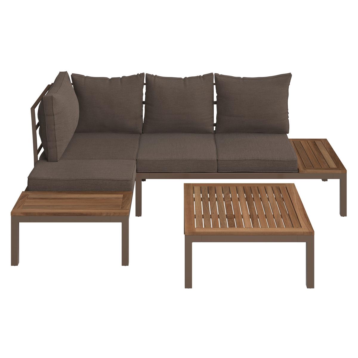KOMPLET MEBLI TARASOWYCH KÖLN - kolor akacjowy/kolor naturalny, Modern, metal/drewno (138/207cm) - Ambia Garden