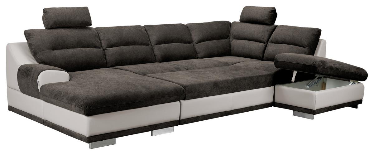 Sedežna Garnitura Seaside, Z Ležiščem, Predalom, Oblika U - barve kroma/siva, Konvencionalno, kovina/tekstil (165/334/218cm) - Premium Living