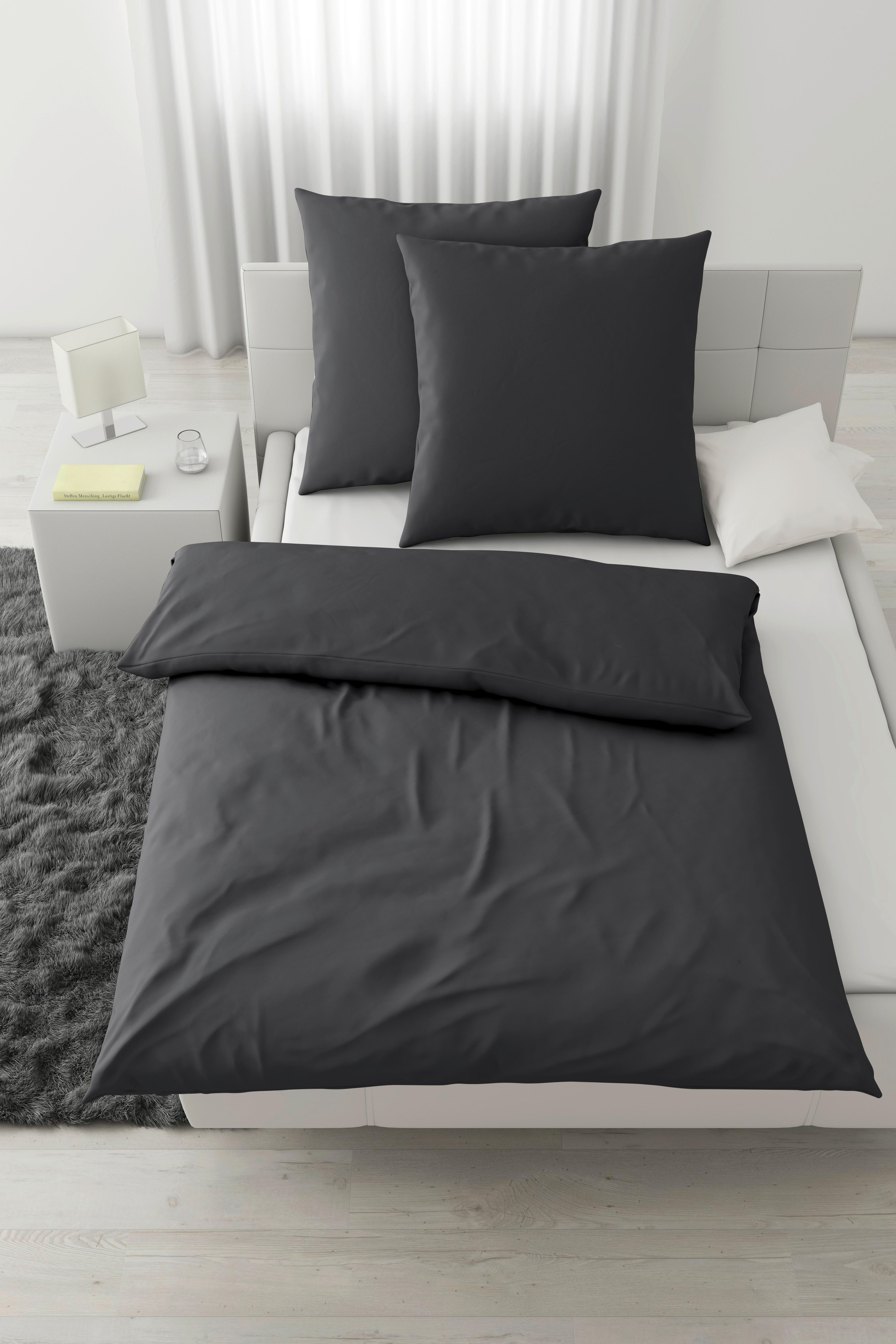 Bettwäsche Stone Washed Uni XXL Anthrazit ca. 200x200cm - Anthrazit, MODERN, Textil (200/200cm) - Modern Living