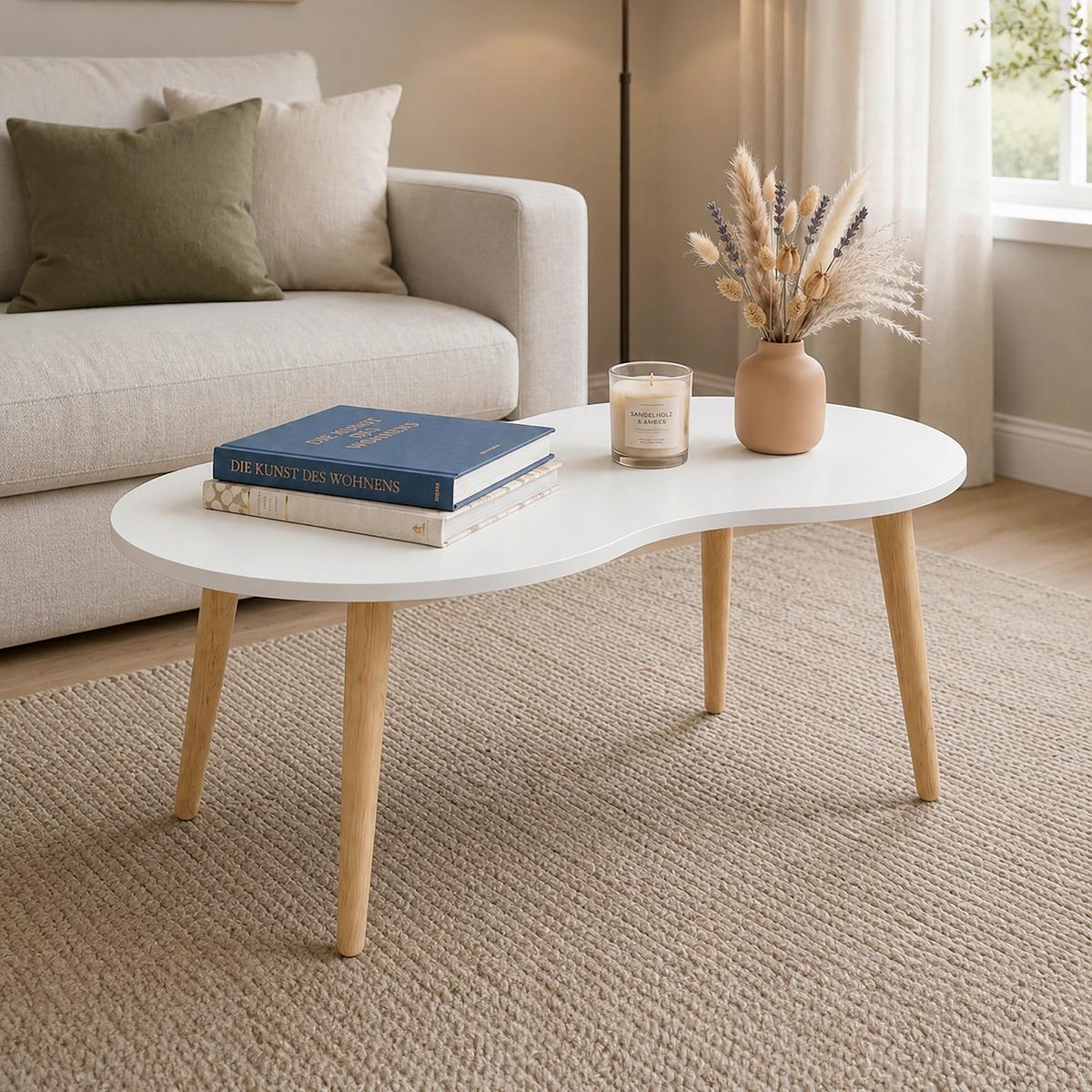 Couchtisch Barilo Weiß/Honigeiche ca. 90x50x42cm - Honigeiche/Weiß, Design, Holz/Holzwerkstoff (90/50/42cm) - MID.YOU