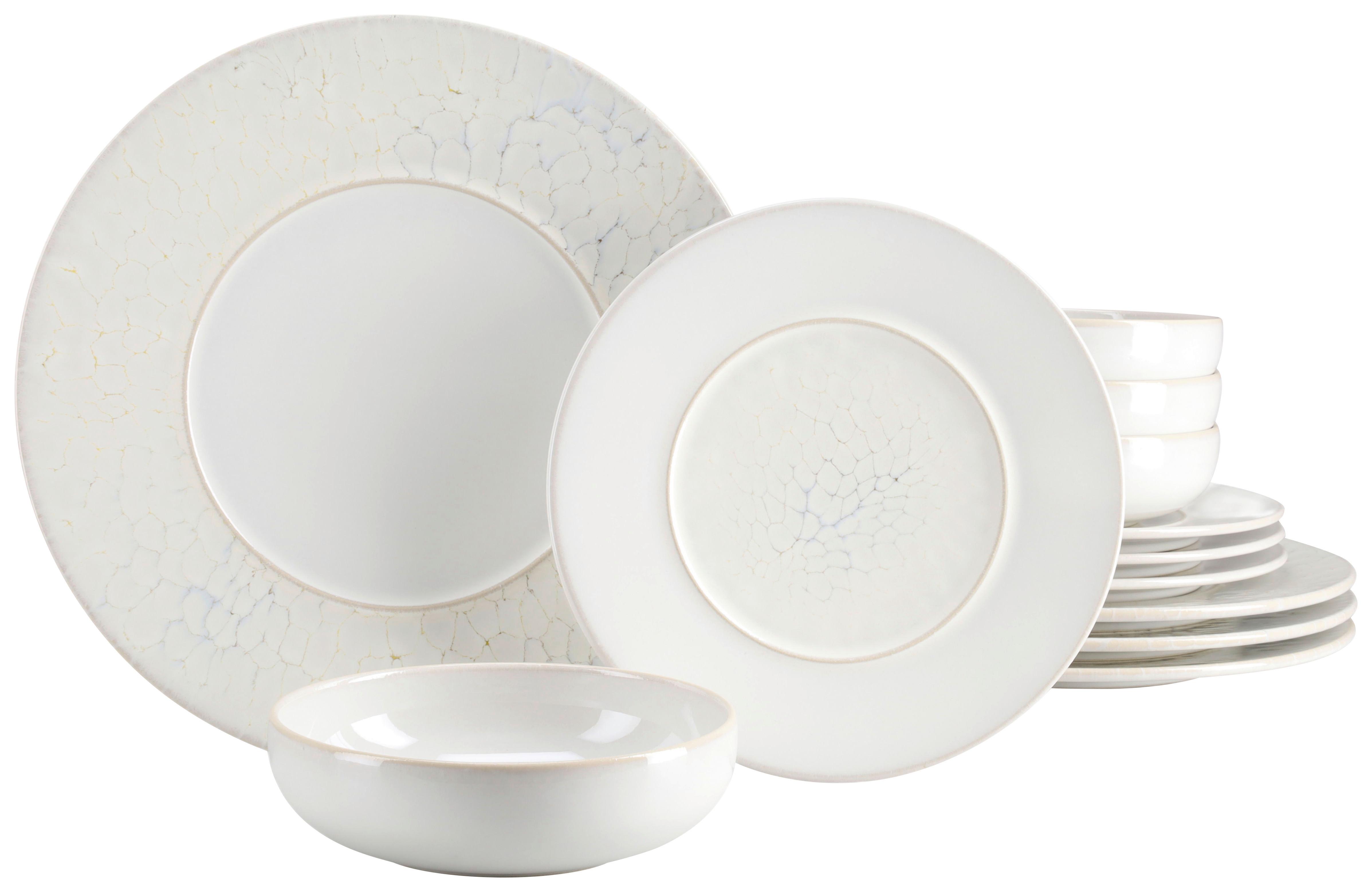 Jedilni Servis Unico Toscania, 12-Delni - krem barve/bela, Basics, keramika - Creatable